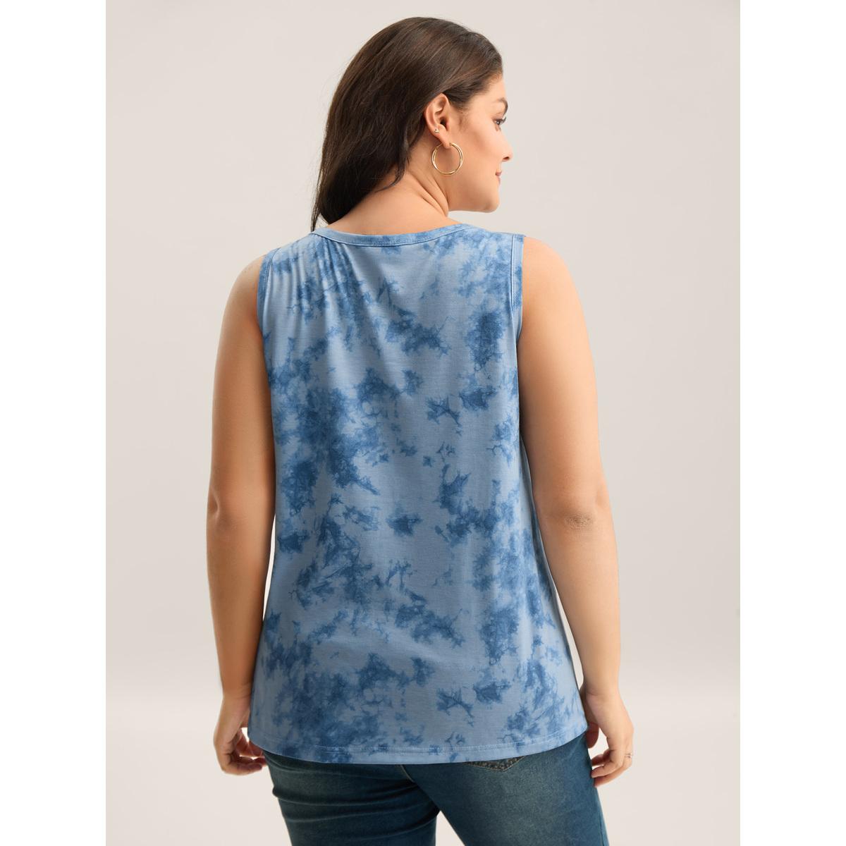 Plus Size Color Fusion Round Neck Tank Top Women Stone Non Round Neck Everyday-Casual Tank Tops Camis BloomChic 22-24/3X Product Image