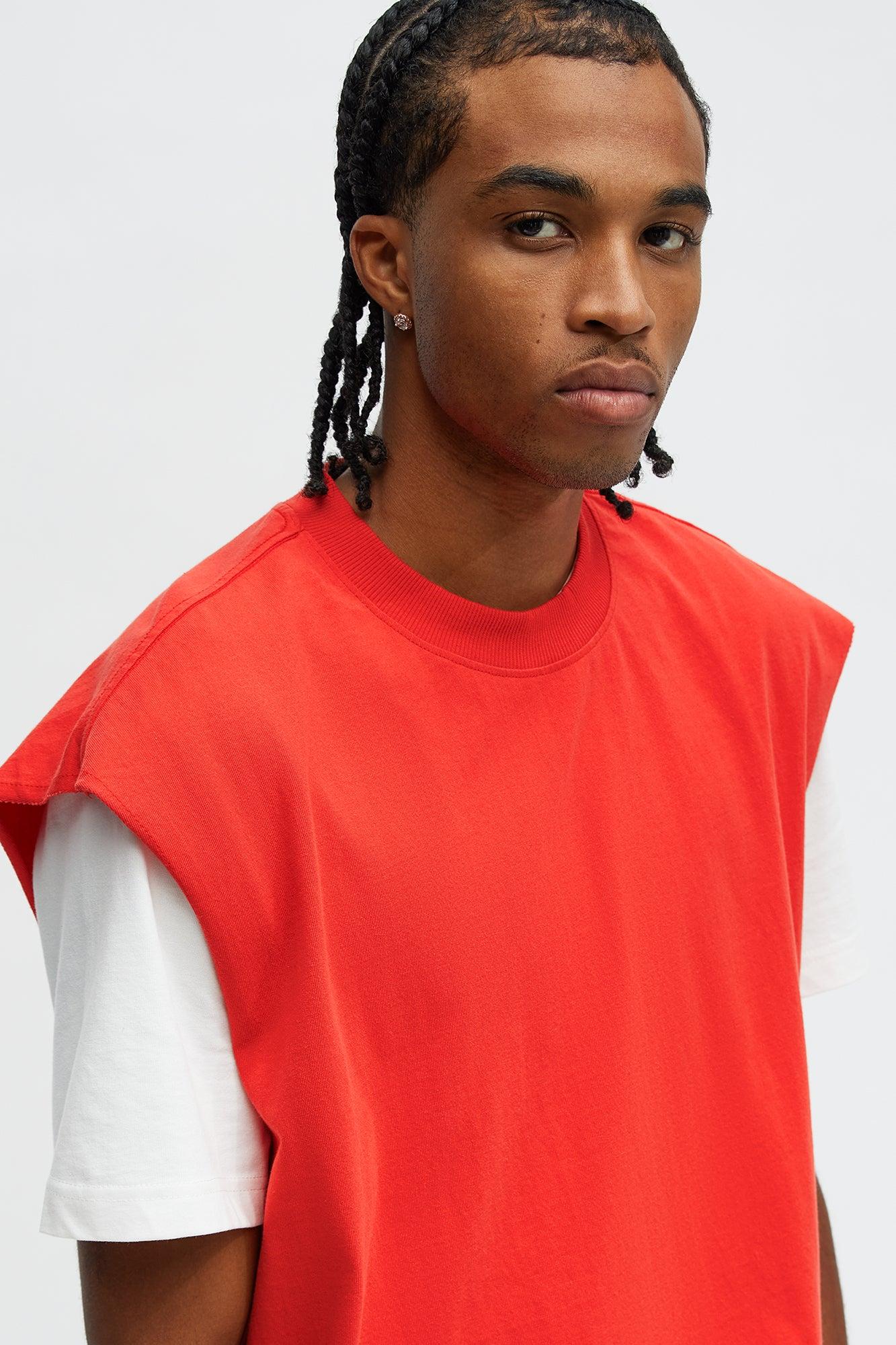 Relaxed Heavyweight Muscle Tee - Red Male Product Image