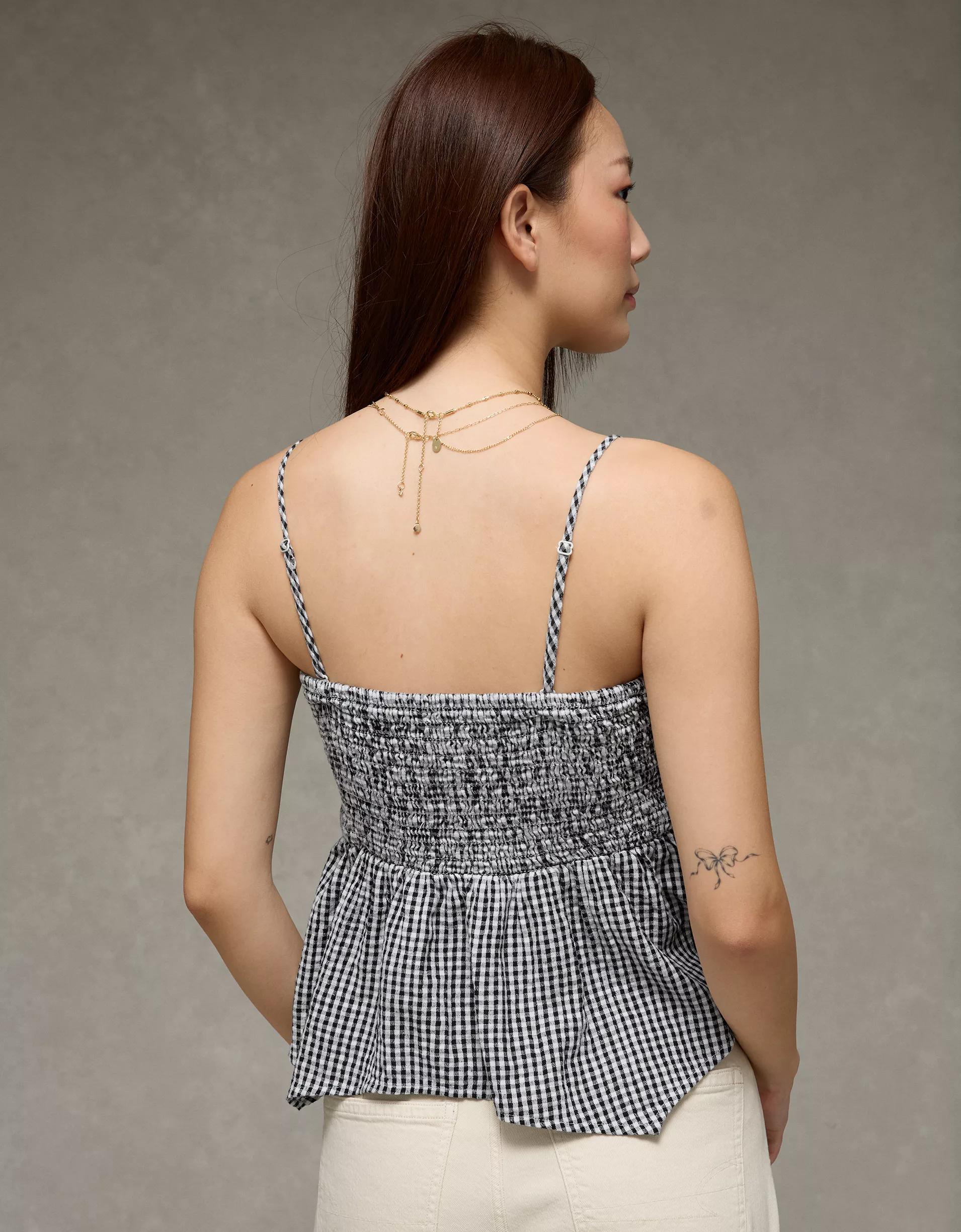 AE Handkerchief Hem Smocked Babydoll Tube Top Product Image