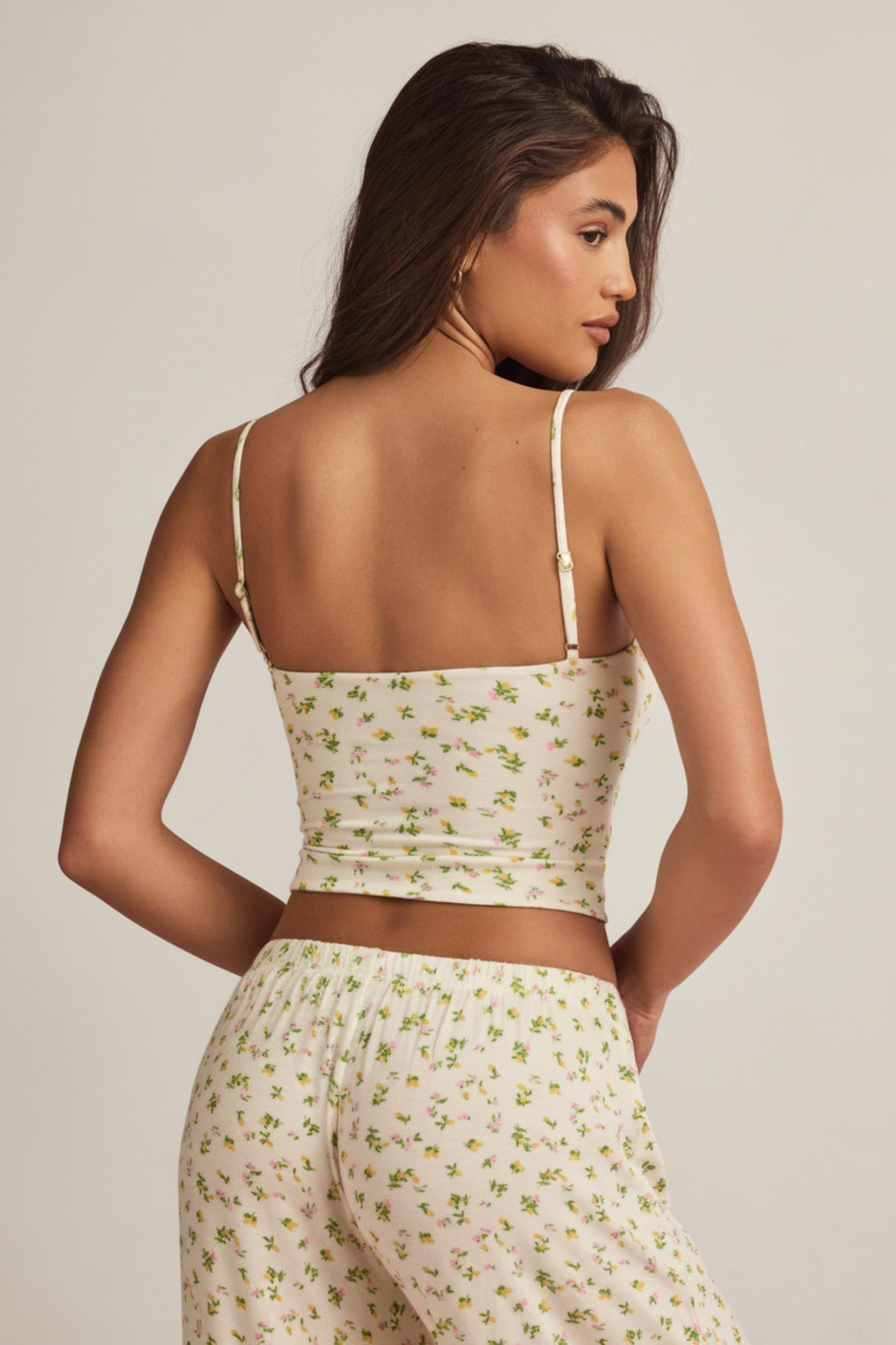 Modal Ruffle-Trim Pyjama Shorts in Lemon Print Product Image