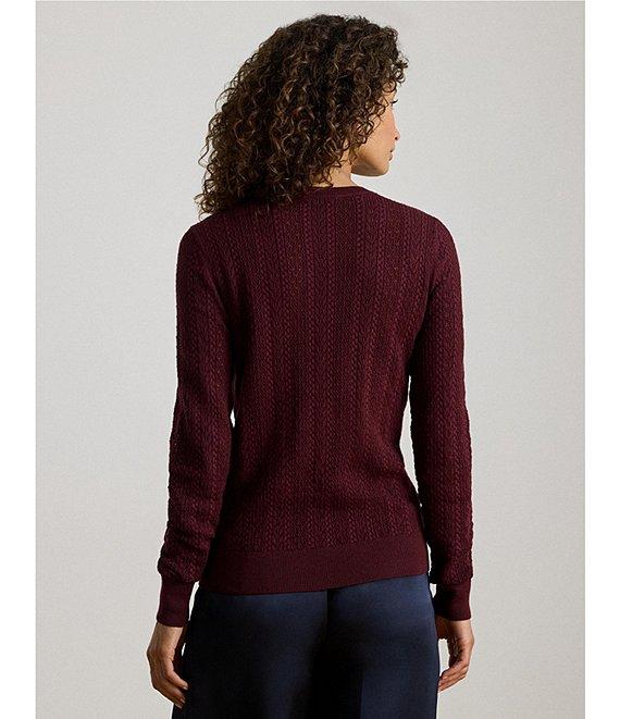 Lauren Ralph Lauren Pointelle Knit Crew Neck Long Sleeve Sweater Product Image