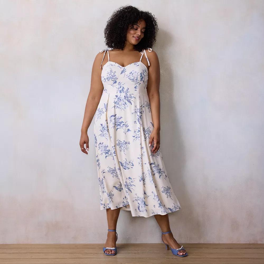 Plus Size LC Lauren Conrad Sweetheart Neck Tea Length Dress, Women's, Size: 2XL, Ivory Belle Toile Product Image