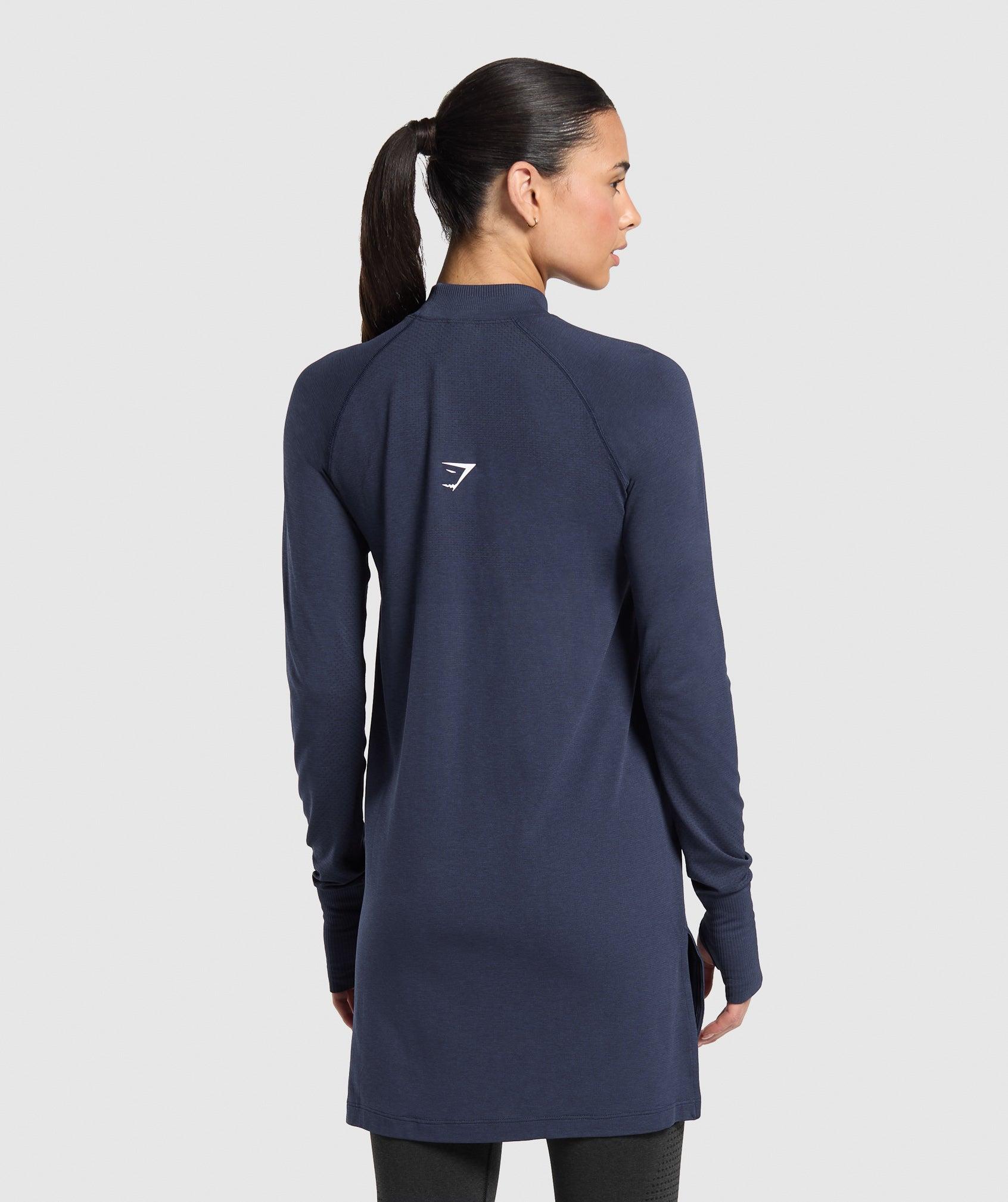 Gymshark Vital Long Line Top - Heavy Blue Marl Female Product Image