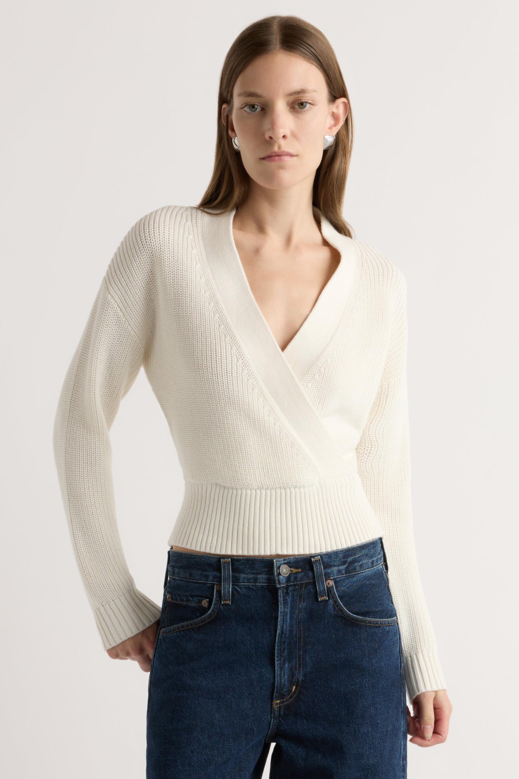 Maren Cropped V-Neck Sweater Product Image