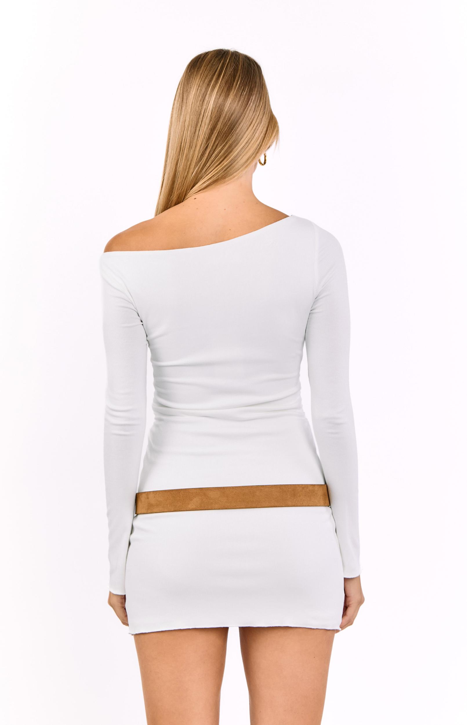 Myles White Long Sleeve Drop Shoulder Mini Dress Product Image