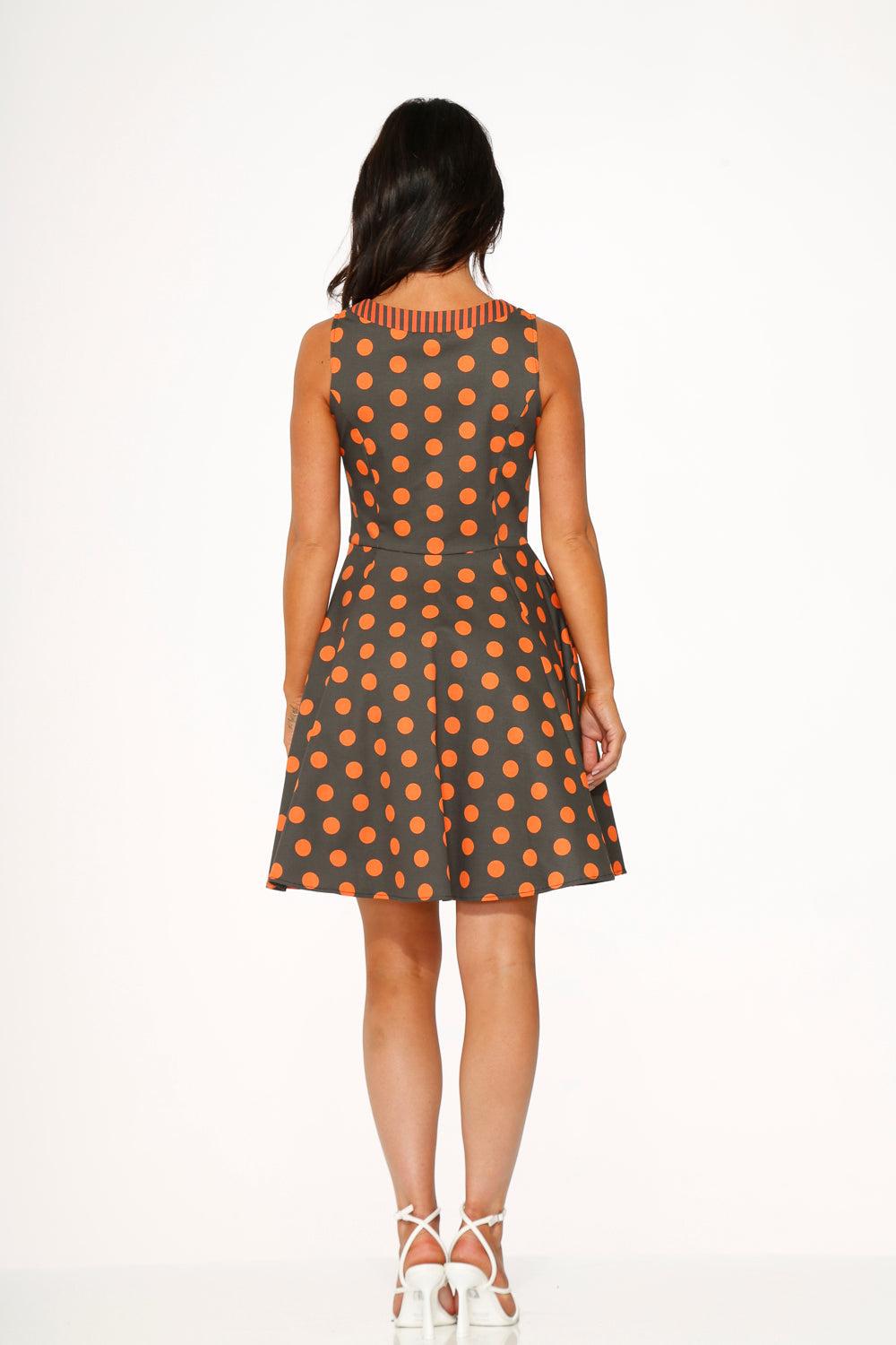 Orange Polka Dot Swing Mini Dress Product Image