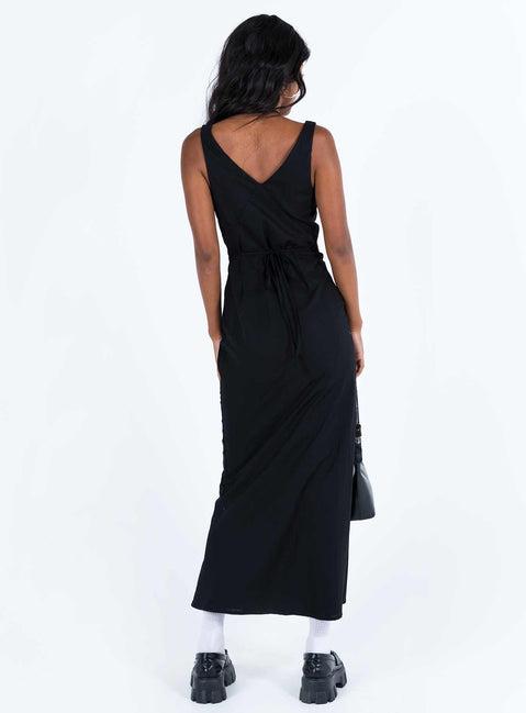 Nellie Maxi Dress Black Linen Product Image