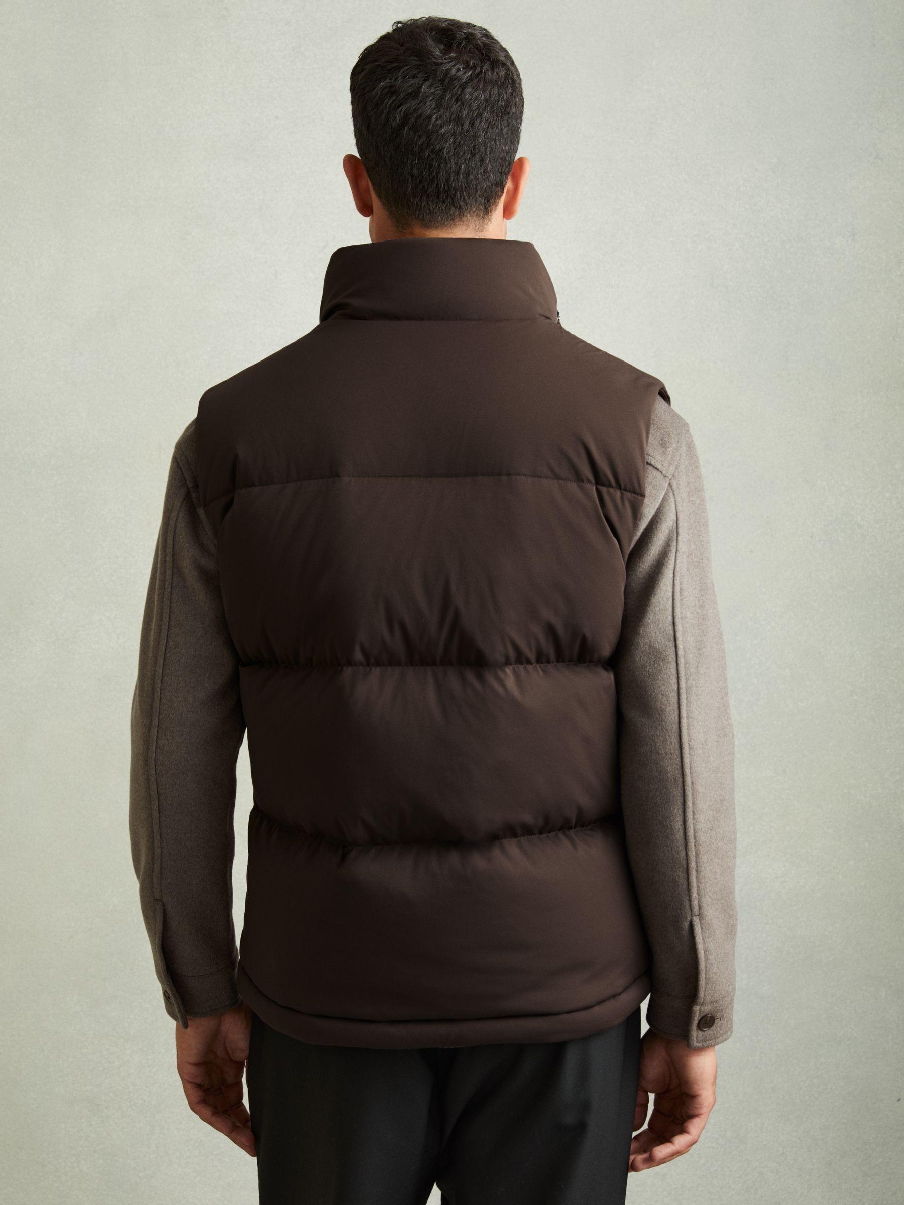 Quilted-Shell Zip-Through Gilet in Brown Product Image