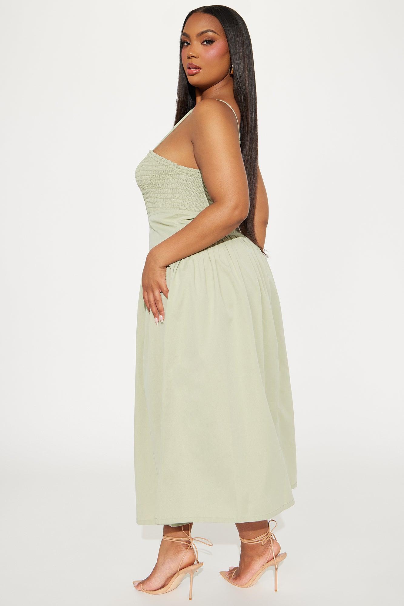Blessing You Smocked Midi Dress - Sage Product Image