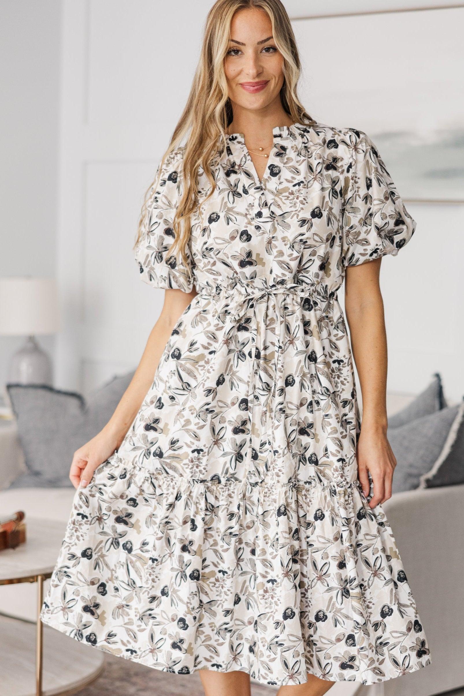 NURSING COLLECTION: It's A Match Cream Floral Midi Dress Female Product Image