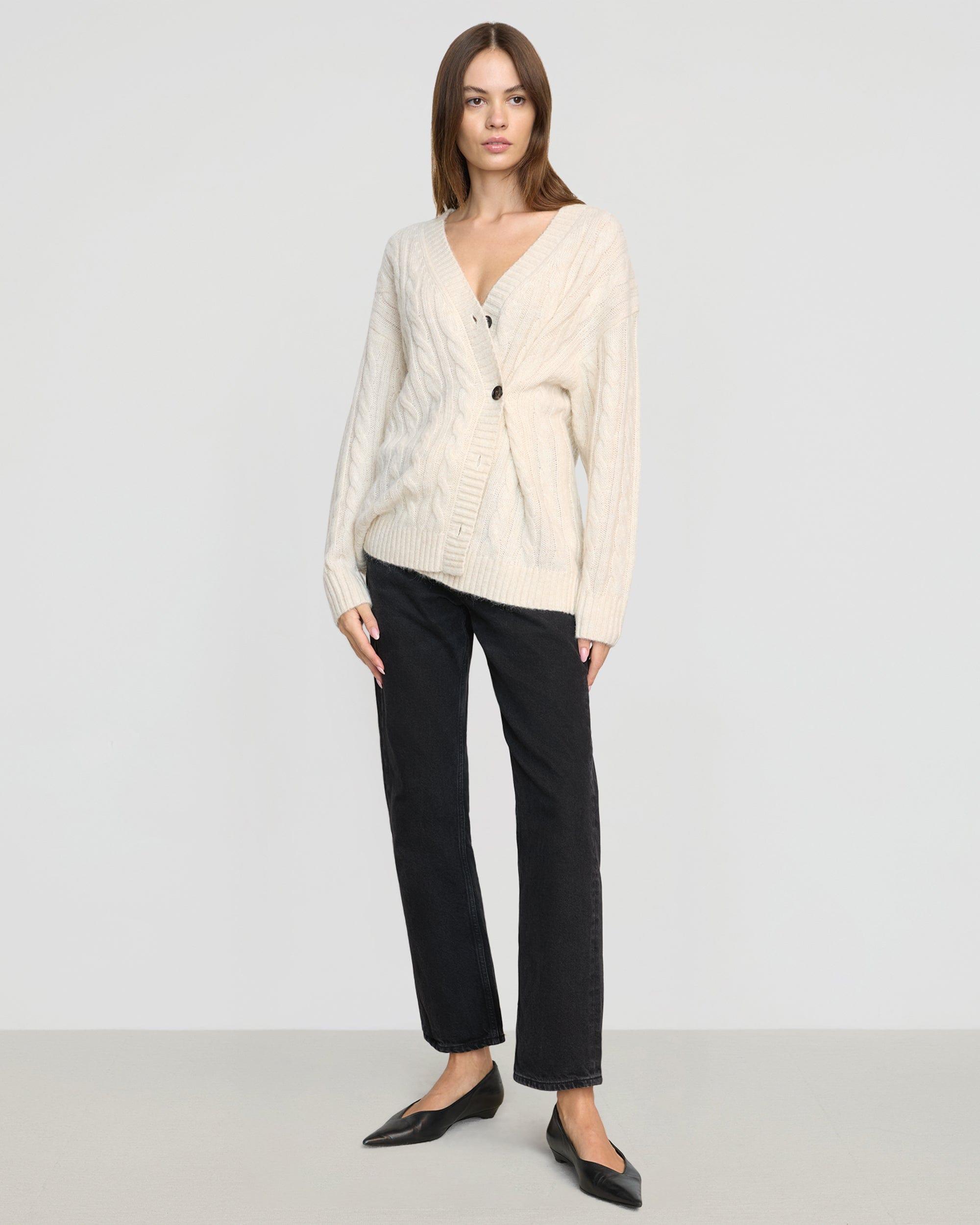 Hikari Asymmetric Cable Knit Cardigan Product Image