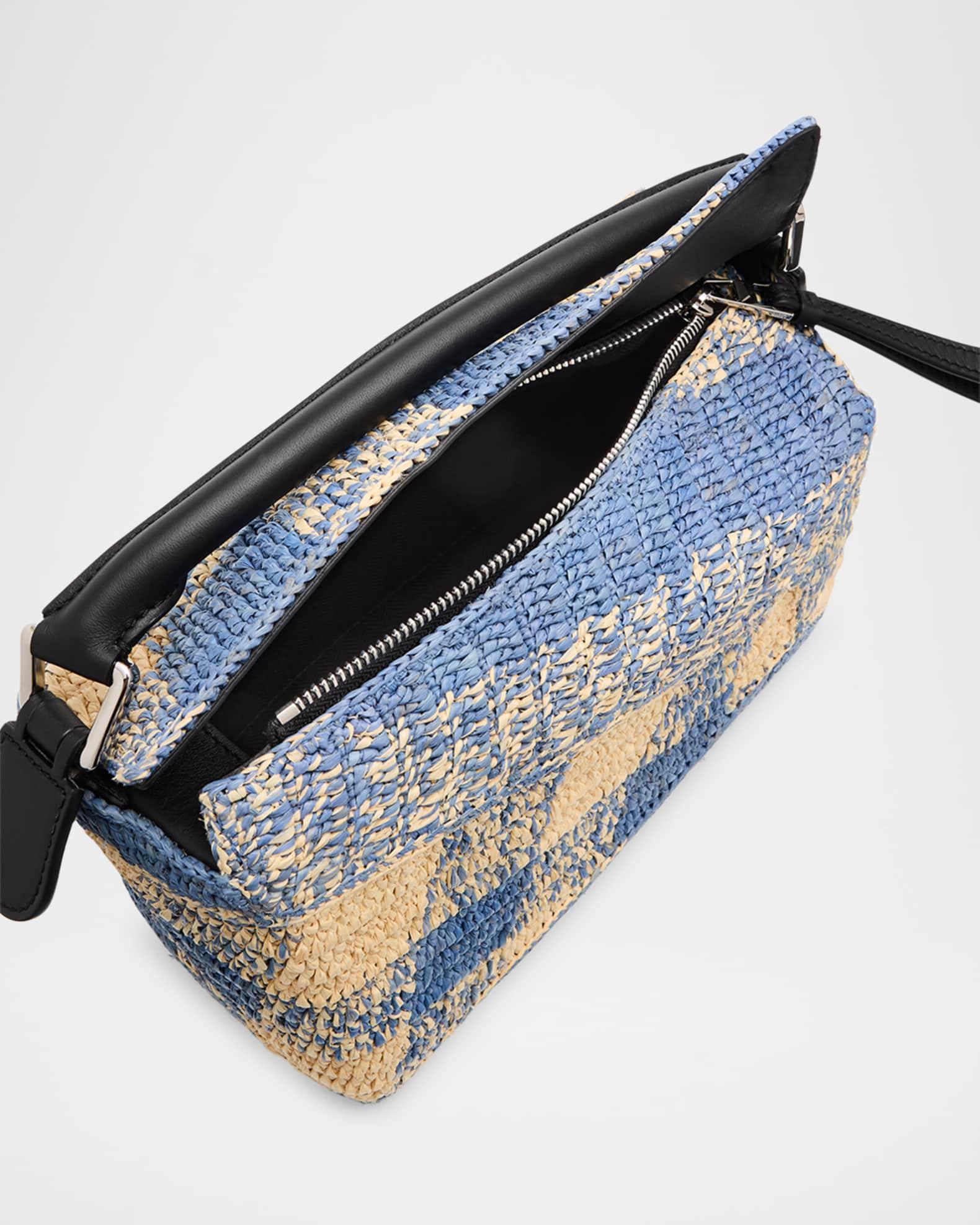 x Paula’s Ibiza Small Puzzle Edge Shoulder Bag in Gingham Raffia Product Image