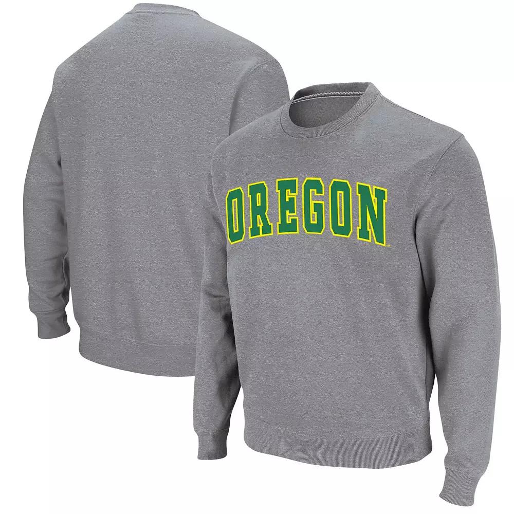 Men's Colosseum Heathered Gray Oregon Ducks Arch & Logo Sweatshirt,  Product Image