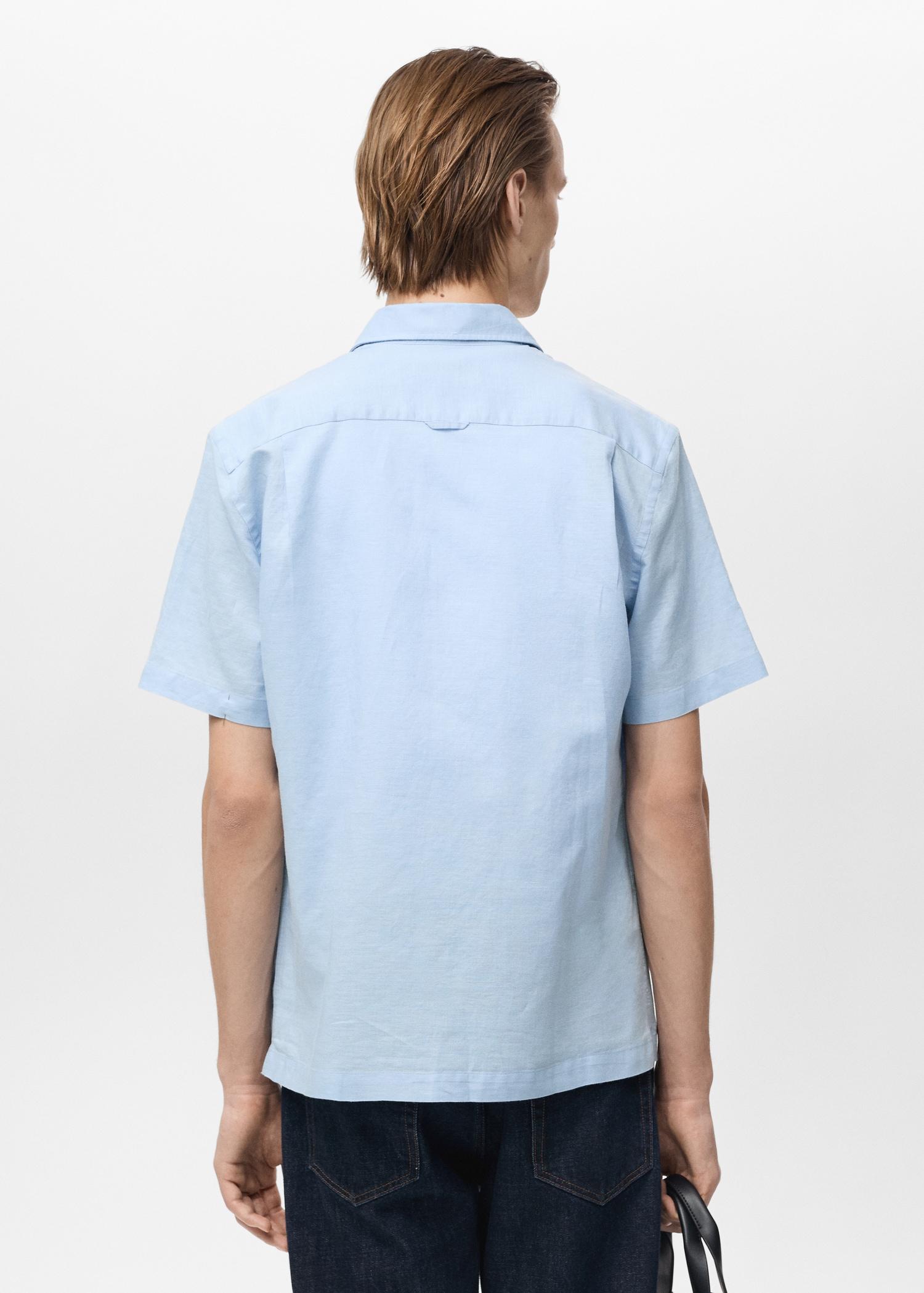 Short sleeve linen-blend shirt - Men | MANGO USA Product Image