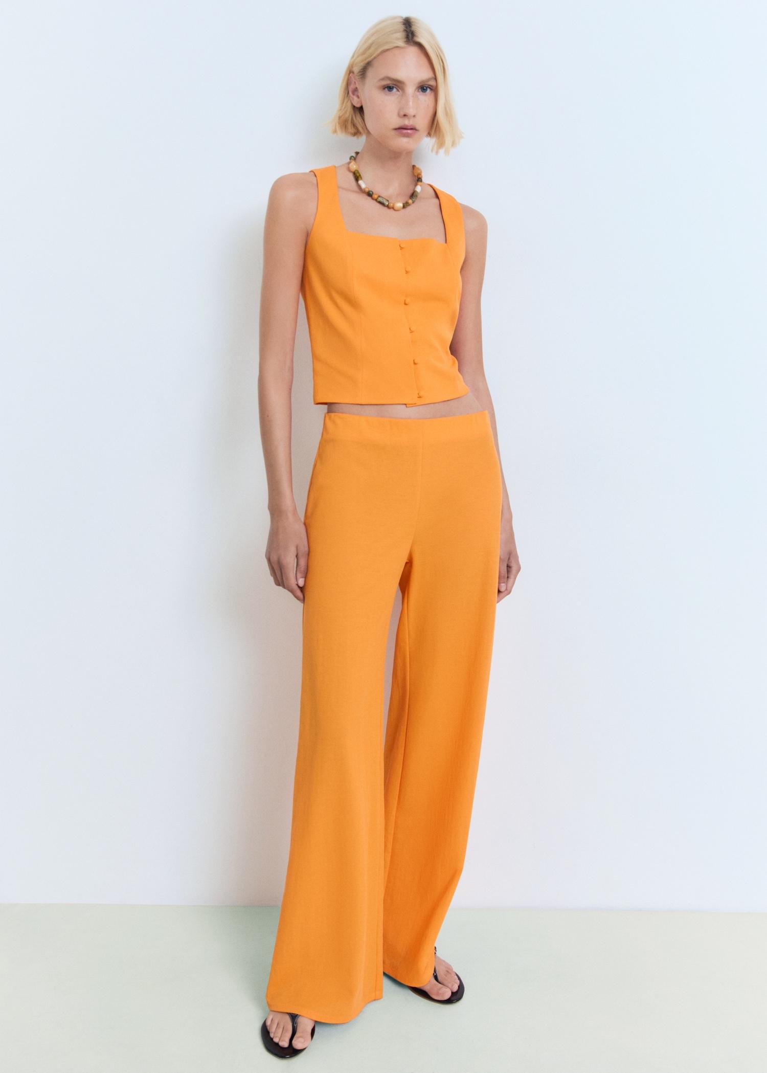 Flowy straight-fit pants - Women | MANGO USA Product Image