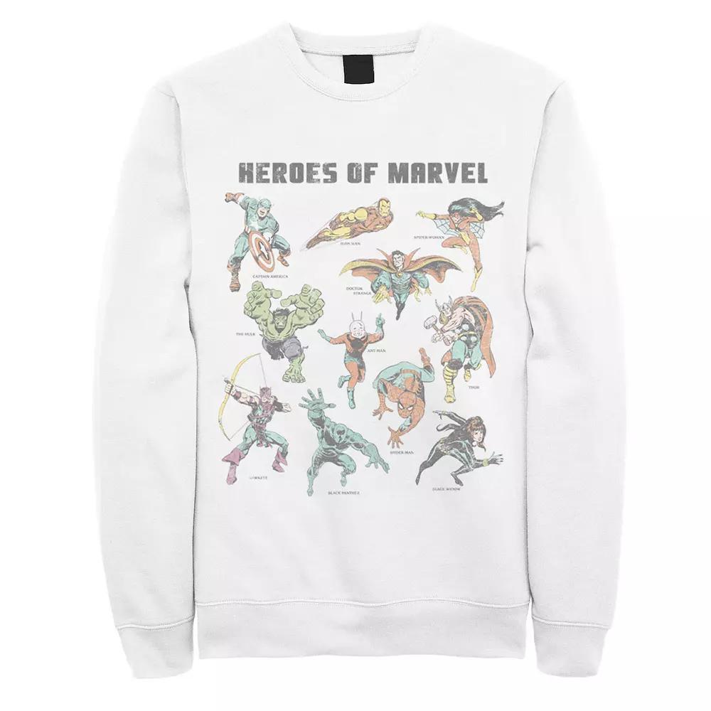Men's Marvel Textbook Heroes Sweatshirt, Size: Small, White Product Image