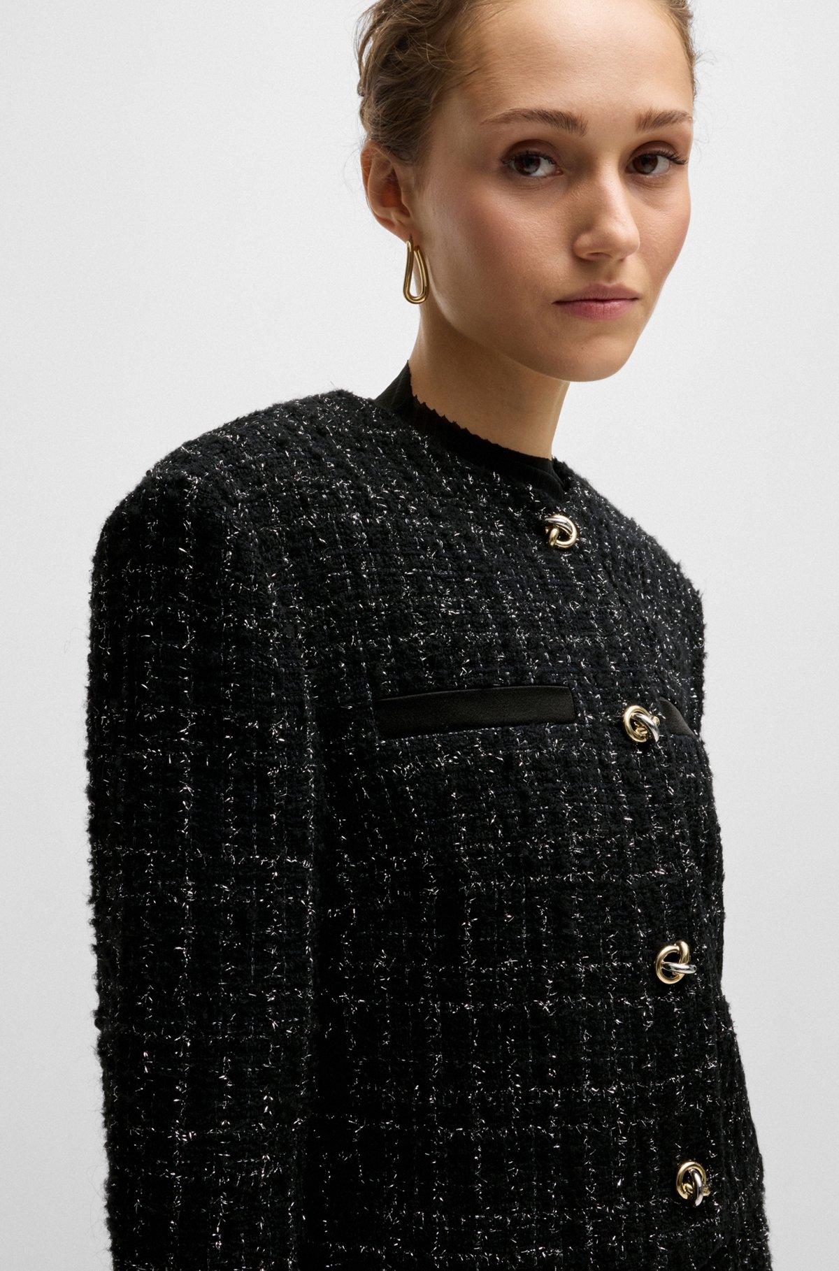 Collarless jacket in sparkle-effect tweed Product Image
