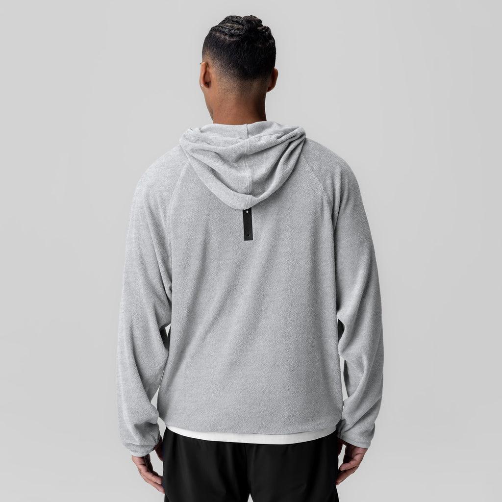 1054. Towel Terry Reversible Hoodie - Heather Grey Product Image