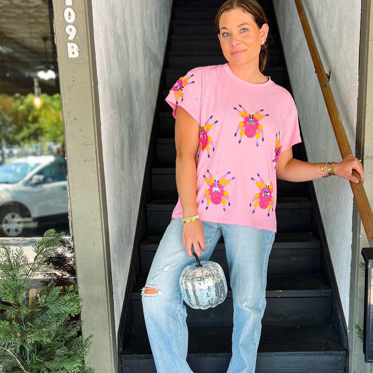 Pink Scattered Spider Tee Product Image