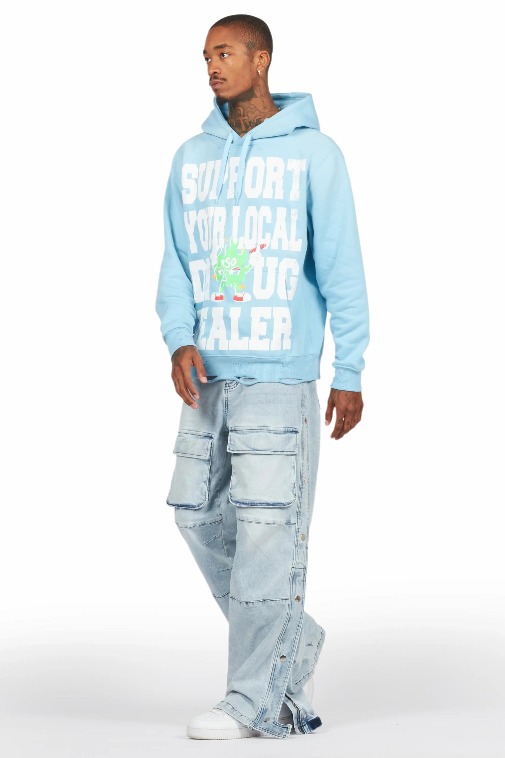 Yuri Blue Stacked Cargo Flare Jean Male Product Image