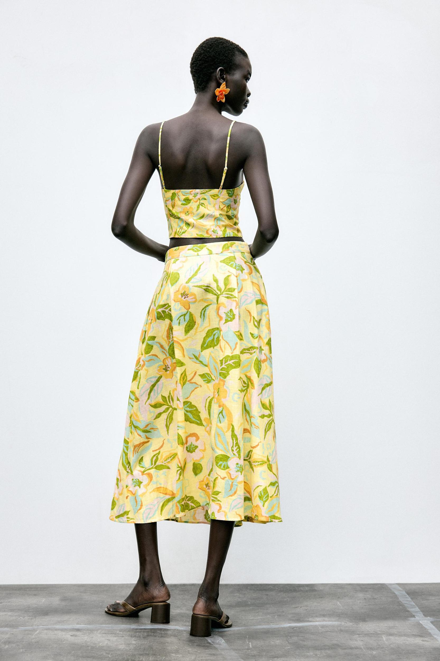 PRINTED LINEN CROP TOP Product Image