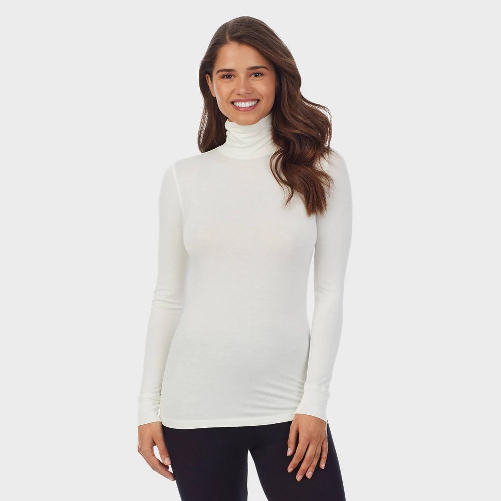 Warm Essentials by Cuddl Duds Women's Smooth Stretch Thermal Turtleneck Top - Ivory S Product Image