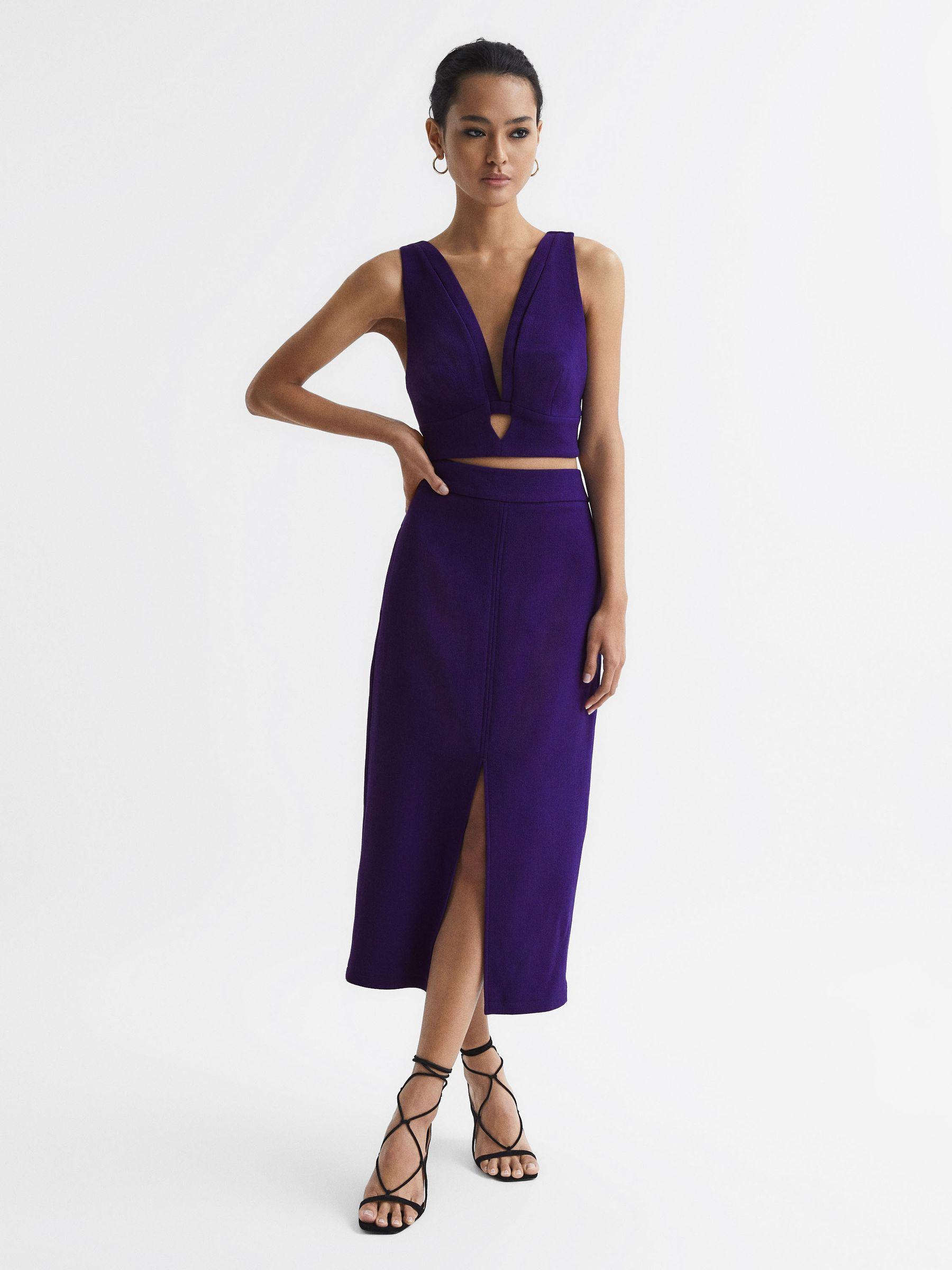 Deep V-Neck Crop Top in Purple Product Image