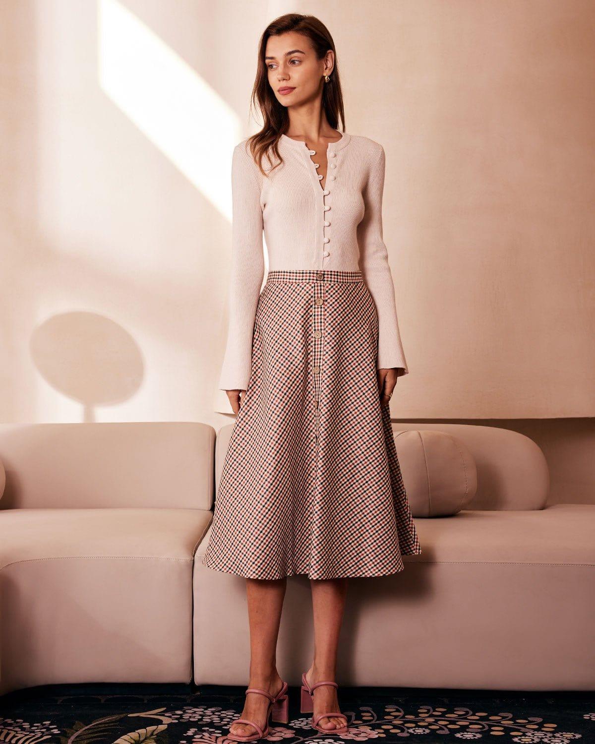 The Apricot Round Neck Button Up Knit Top Product Image