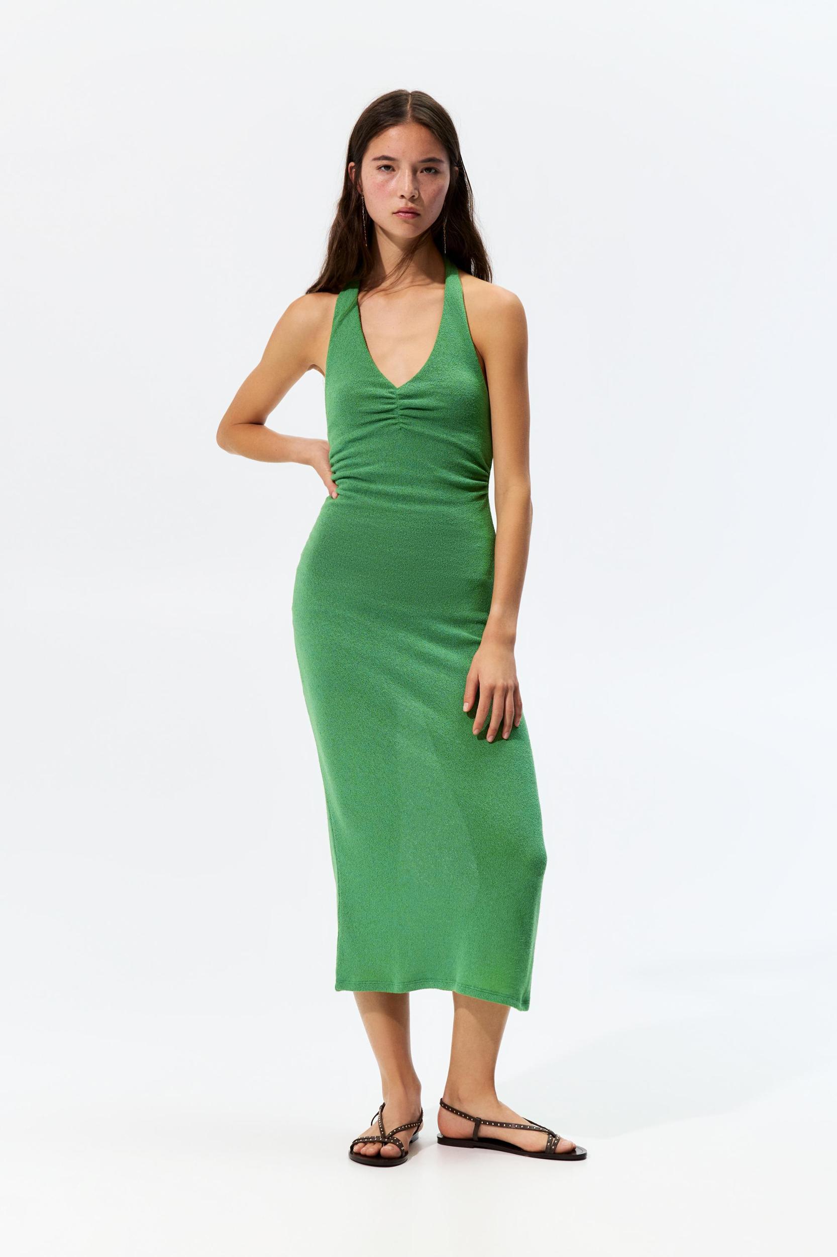 Knit racer-neck midi dress Product Image