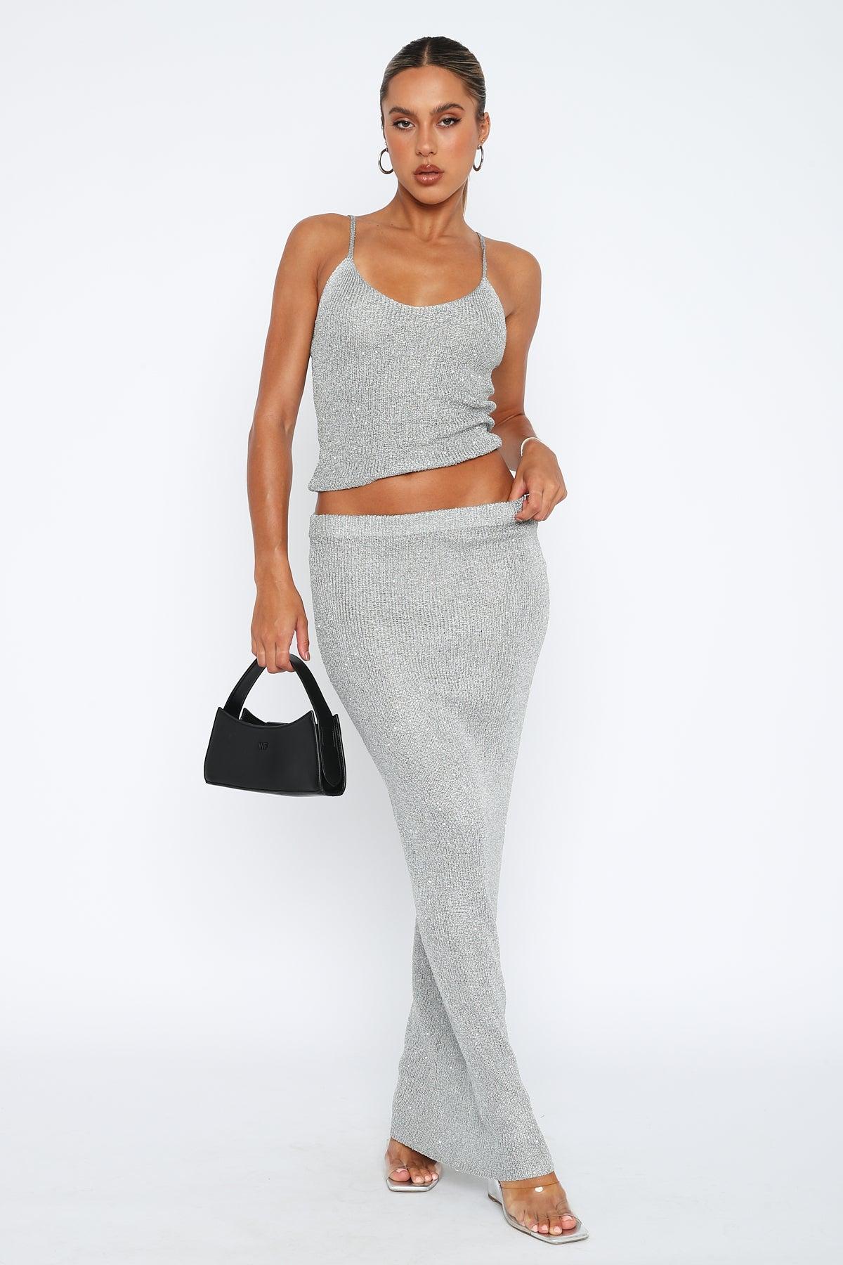 Love Galore Sequin Knit Top Grey Product Image