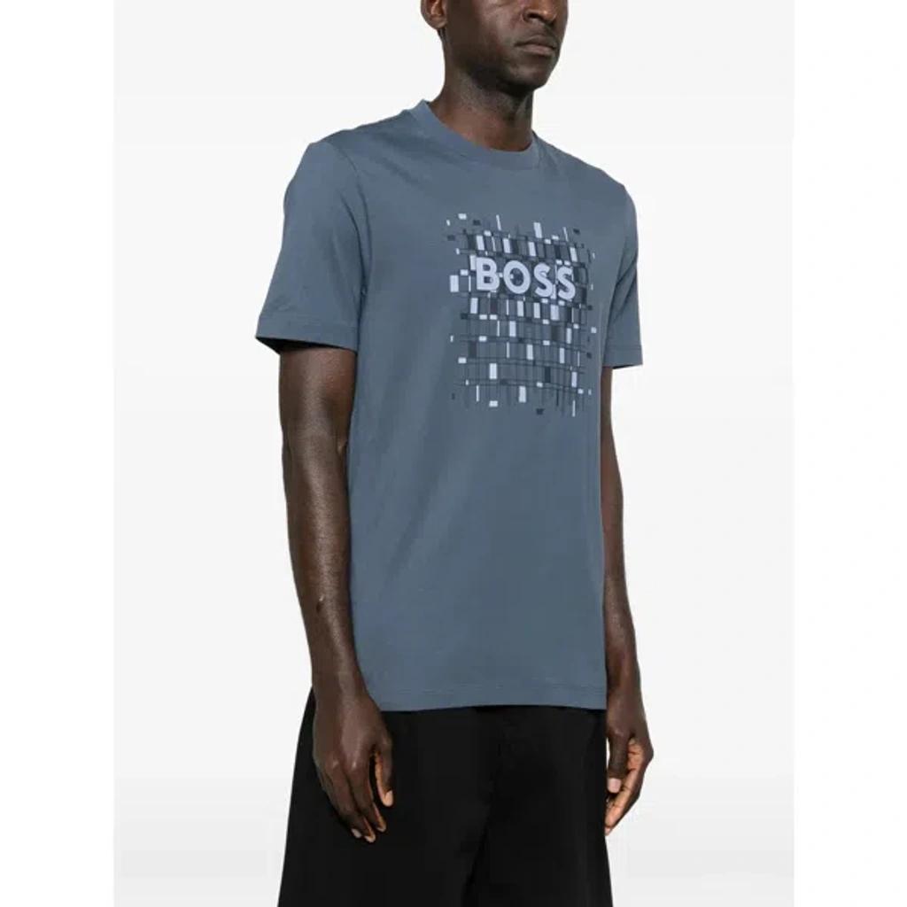 HUGO BOSS Air Force Cotton Crew Neck Graphic T-shirt In Blue Product Image