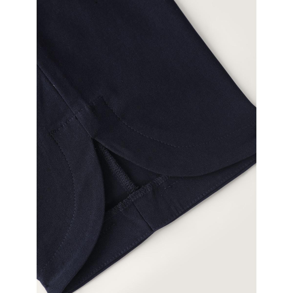 Plus Size Stretchy Split Hem Cropped Pants Women DarkBlue Office Bodycon Mid Rise Office Pants BloomChic 10/M Product Image