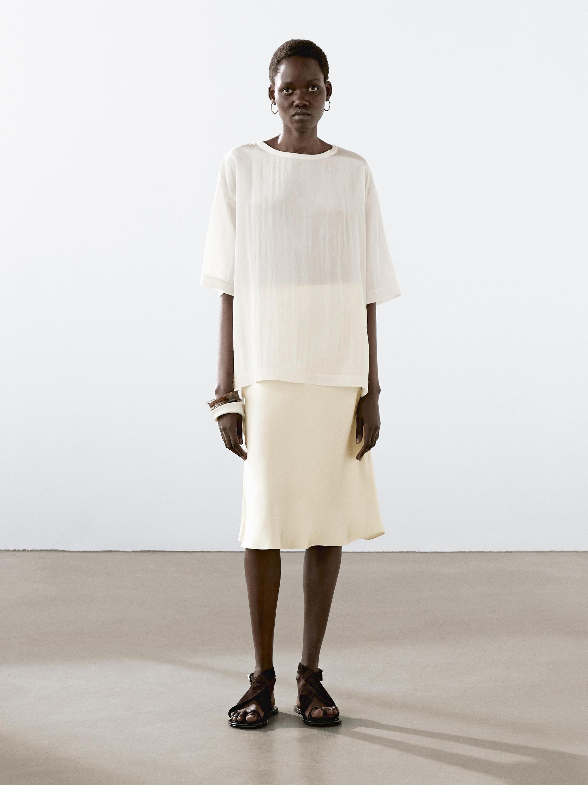 Flowing satin-effect skirt Product Image