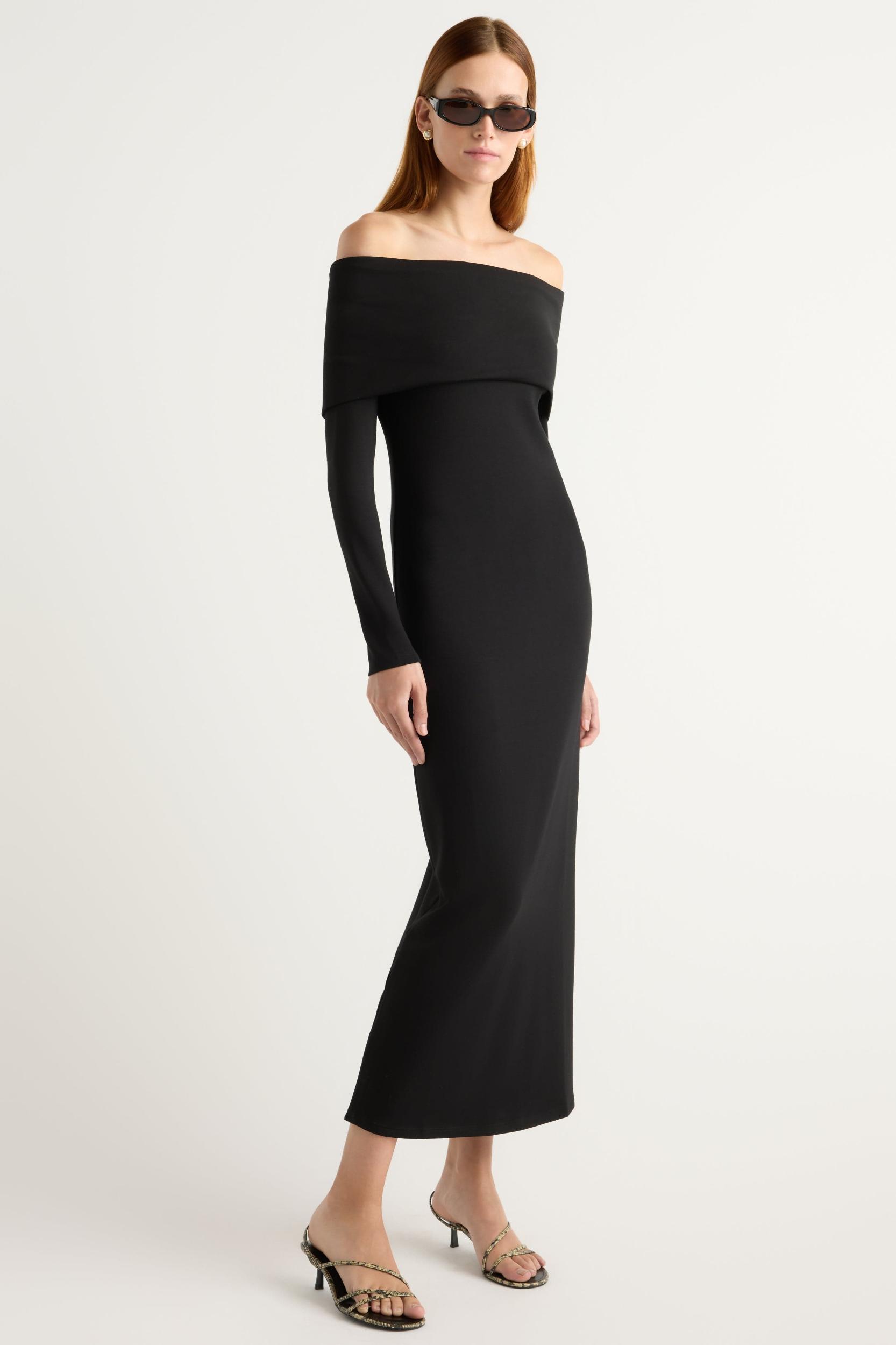 Morgan Split Foldover Jersey Dress Product Image