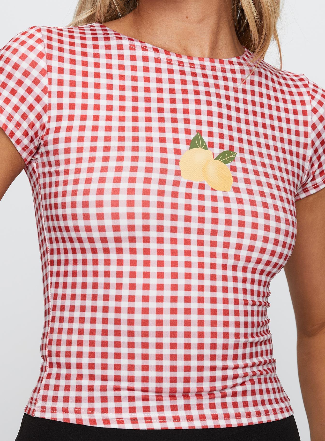 Marcello Graphic Top Red Check Product Image