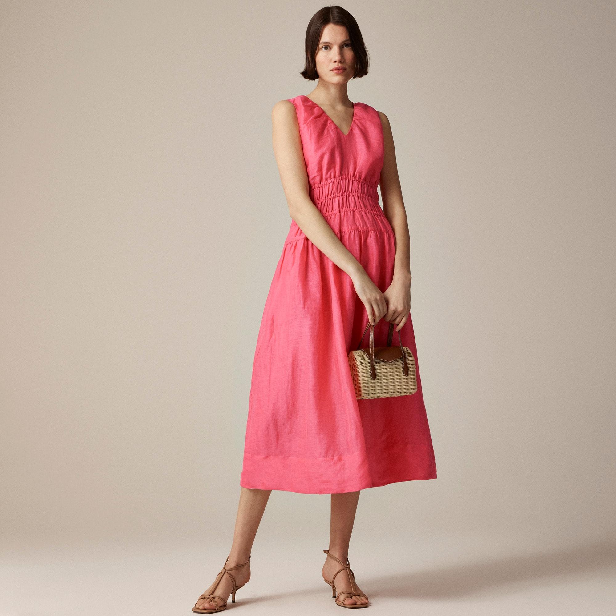 Hyacinth V-neck dress in ramie Product Image