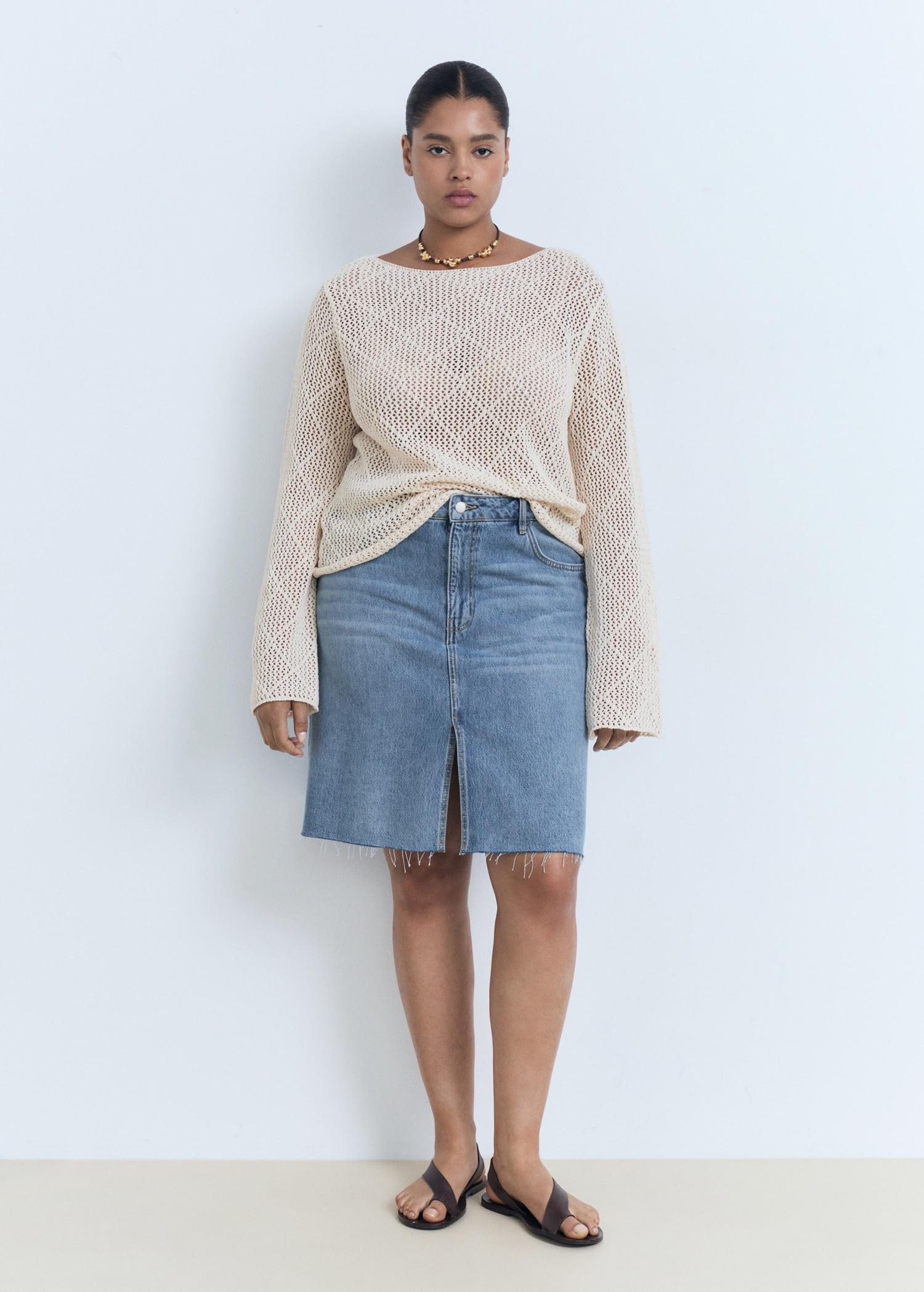 Denim midi-skirt - Women | MANGO USA Product Image