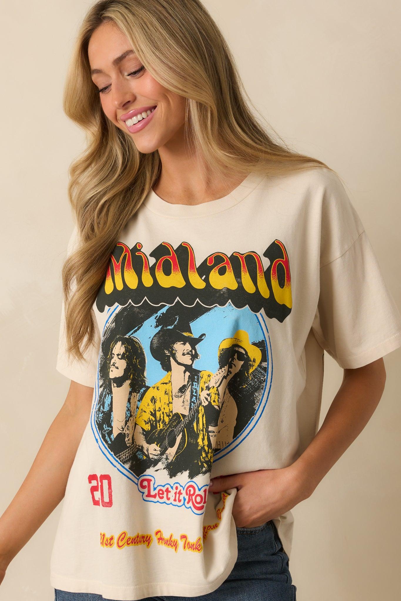 Midland Ivory Cotton Let It Roll Tour Merch Tee Product Image