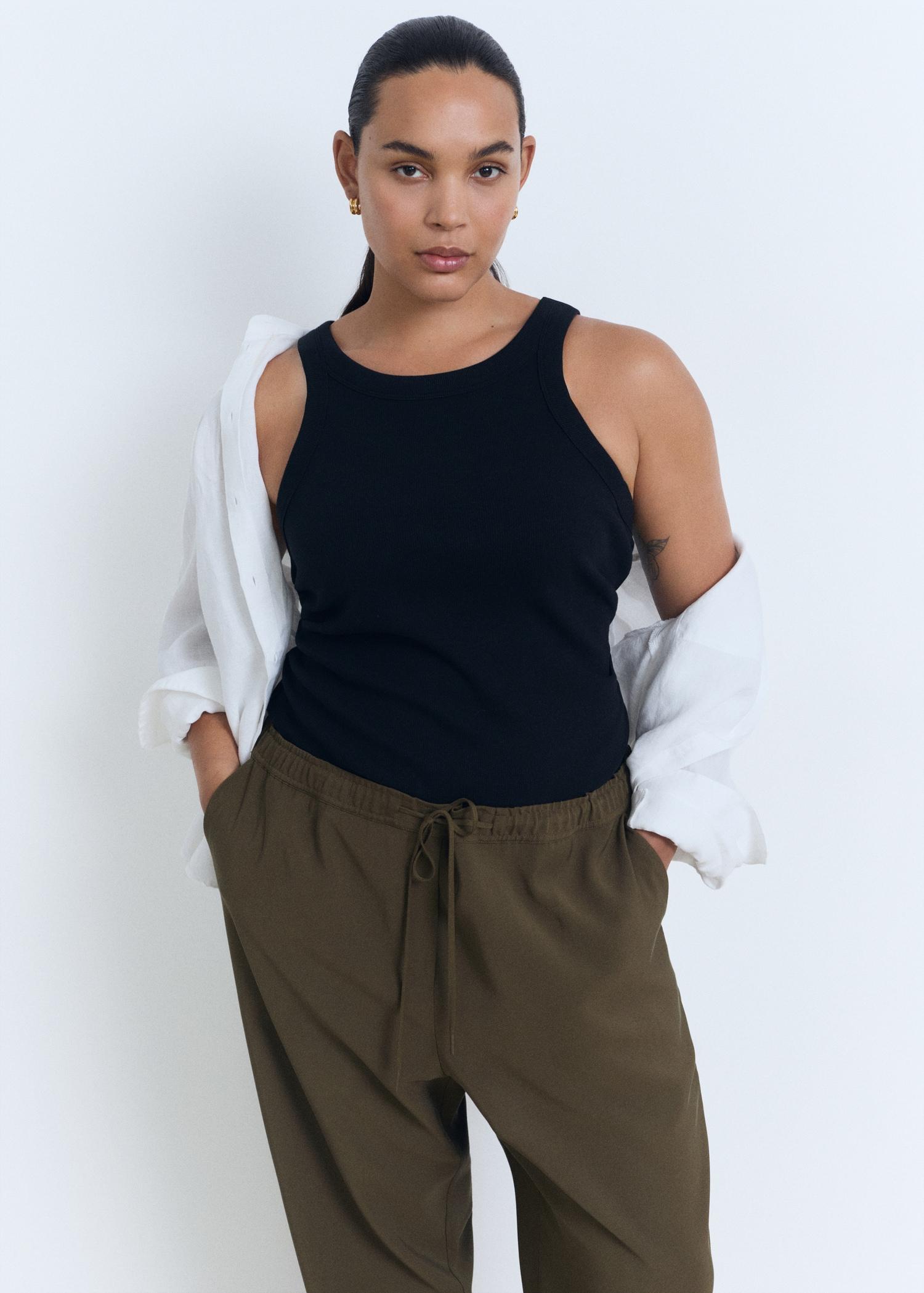 Drawstring flowy pants - Women | MANGO USA Product Image