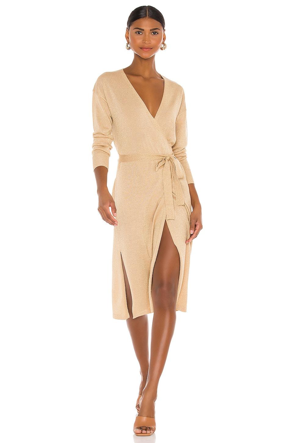 Lovers and Friends Azita Wrap Dress in Gold Product Image