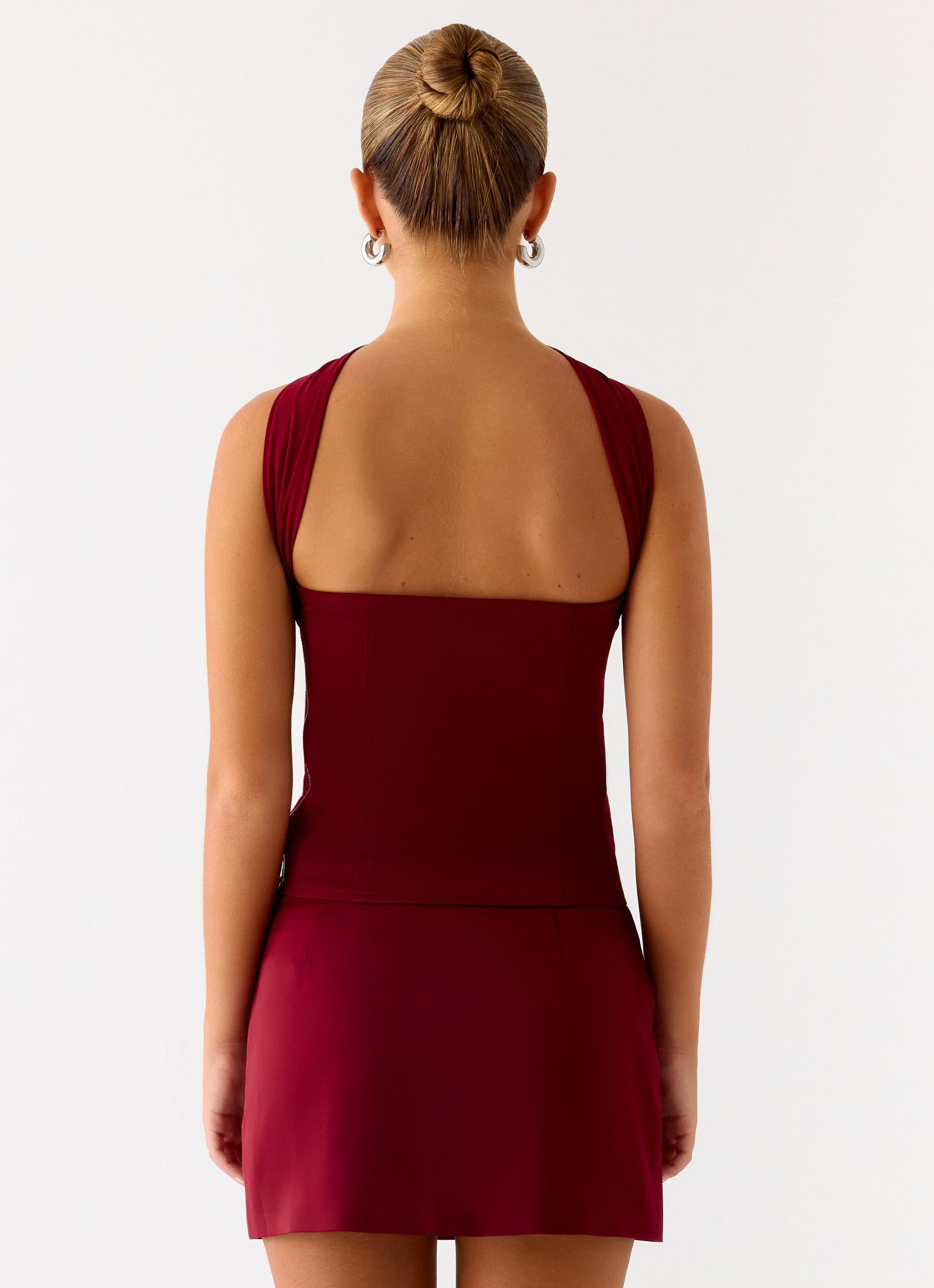 Do It Again Mini Skirt - Dark Cherry Product Image