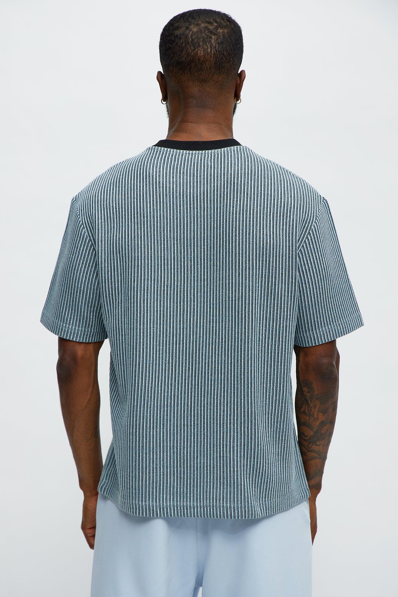 Relaxed Success Magnet Knitted Crewneck Tee - Blue/combo Product Image