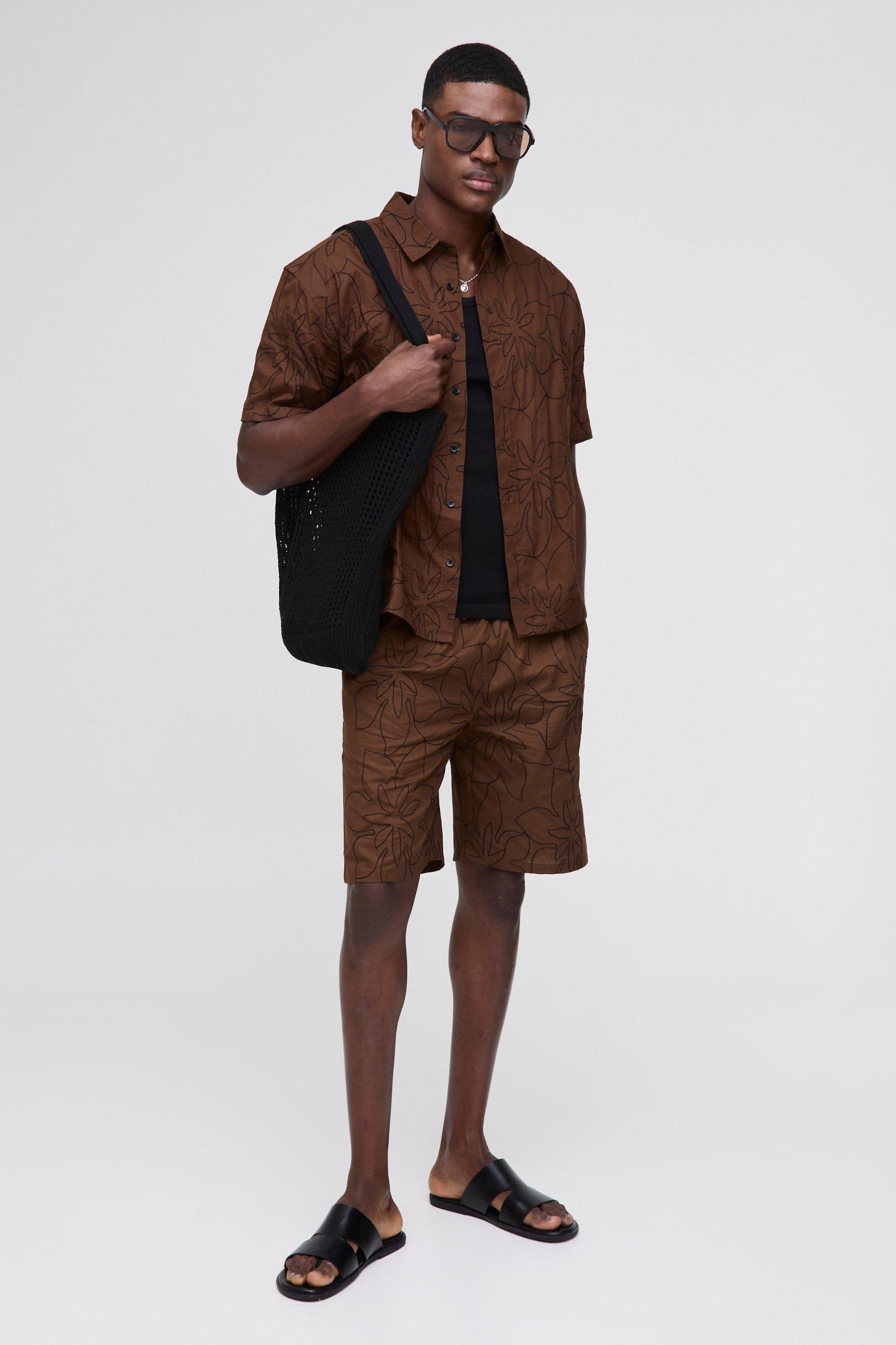 Oversized Collared Shirt & Relaxed Short Set | boohooMAN USA Product Image