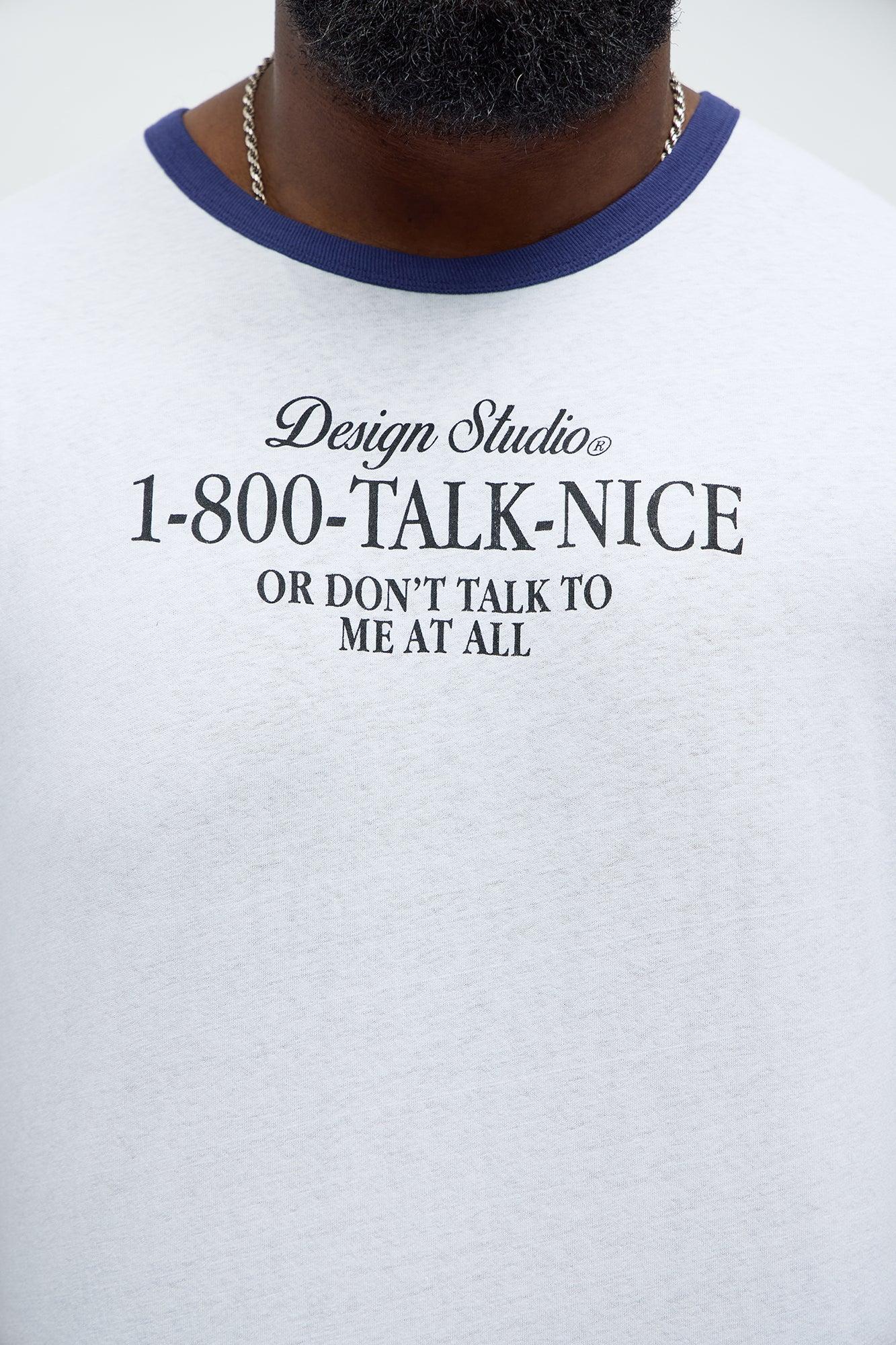 Talk Nice Ringer Short Sleeve Tee - White/Blue Male Product Image