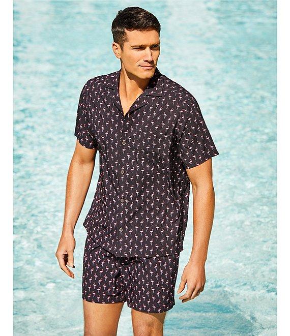 Caribbean Big & Tall Mini Flamingo Cabana Woven Top Product Image