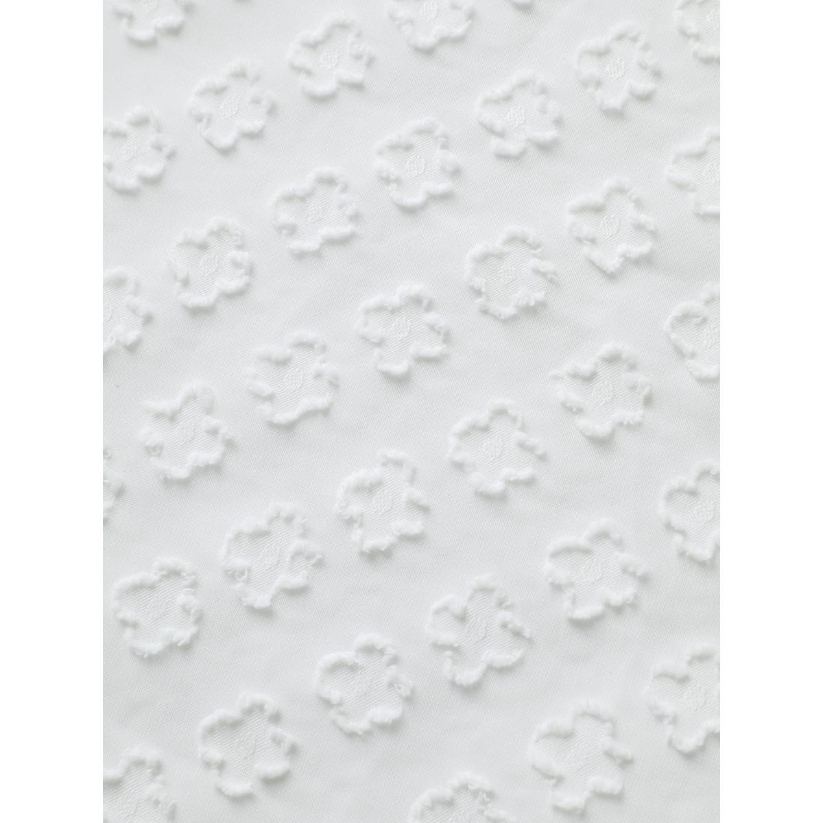 Plus Size Originalwhite Jacquard Notched Tiered Mesh Blouse Women Work From Home Half Sleeve Flat collar with V-notch Work Blouses BloomChic 14-16/1X Product Image