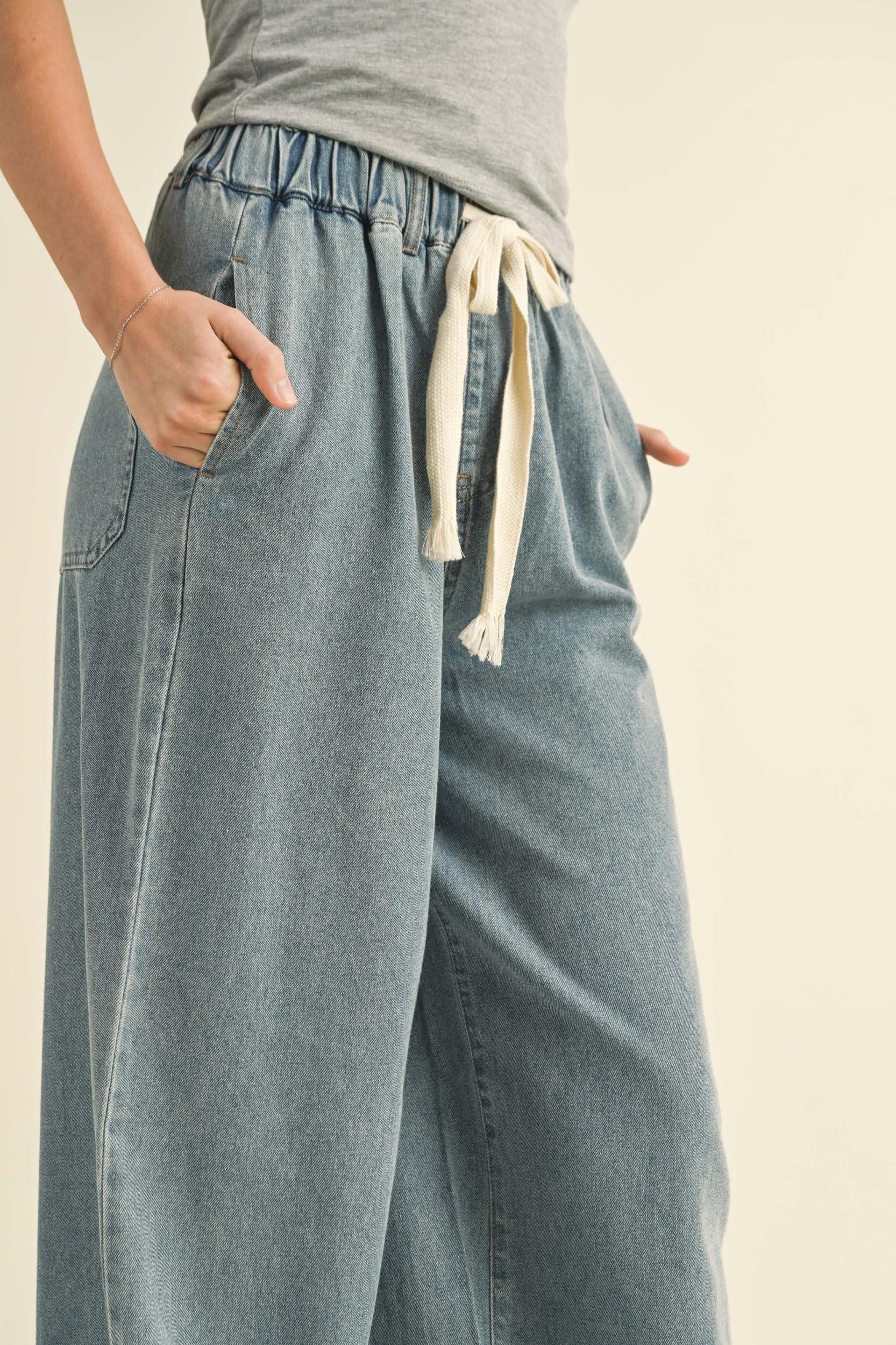 Denim Wide Leg Pants Product Image