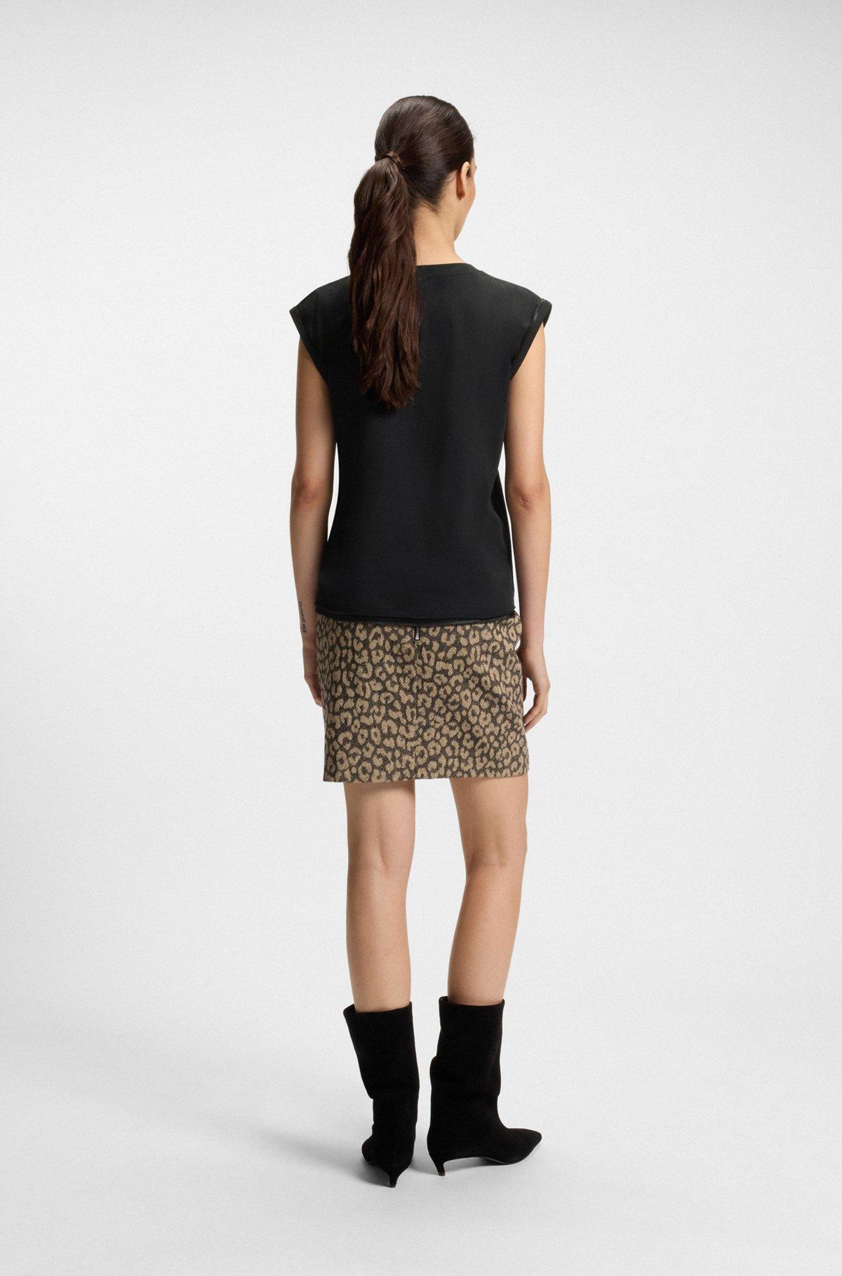 BOSS - Cotton-jersey top with crystal logo - Black Product Image