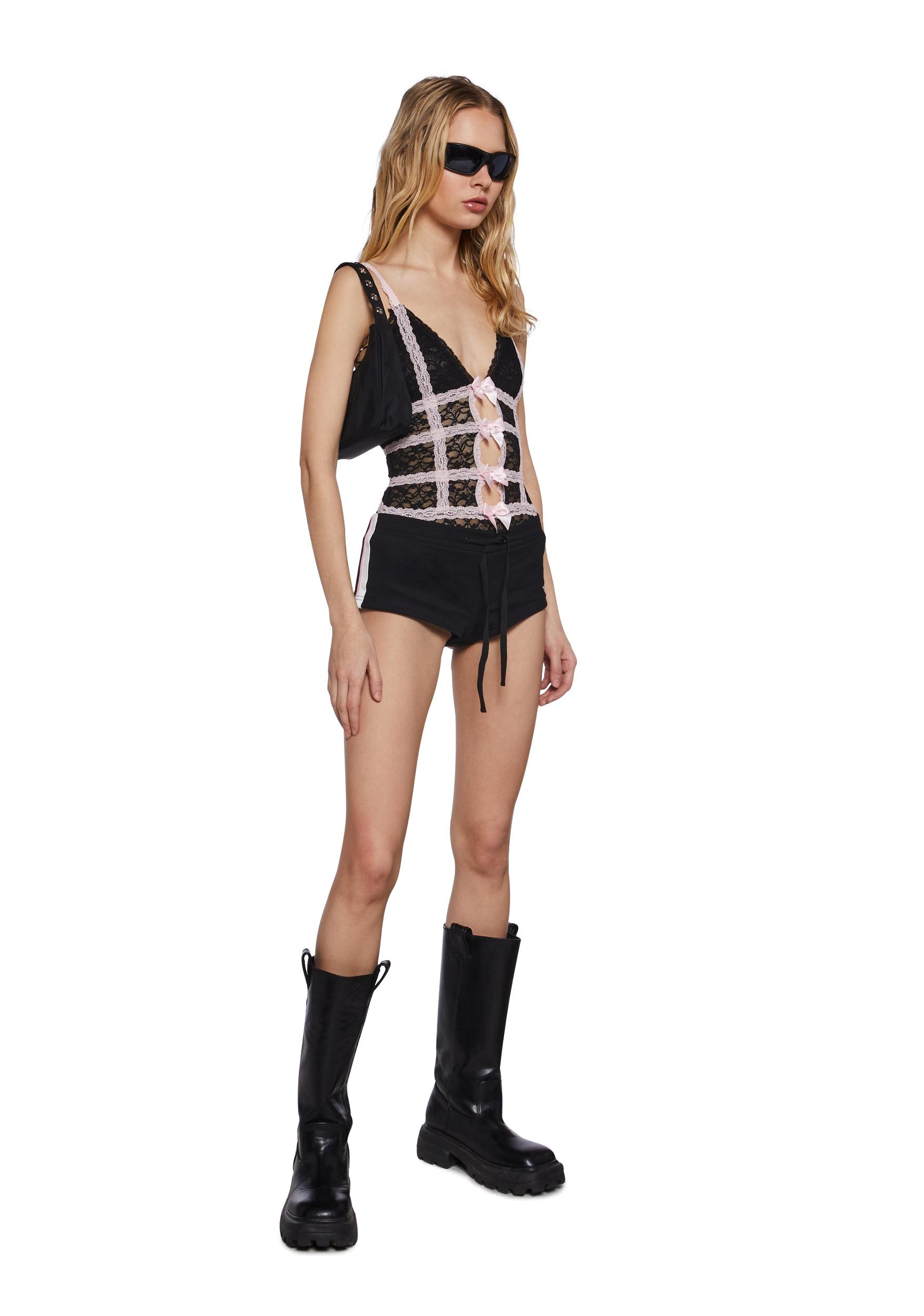 Womens Lace Bodysuit With Ribbons Generation Kiss - Black Product Image