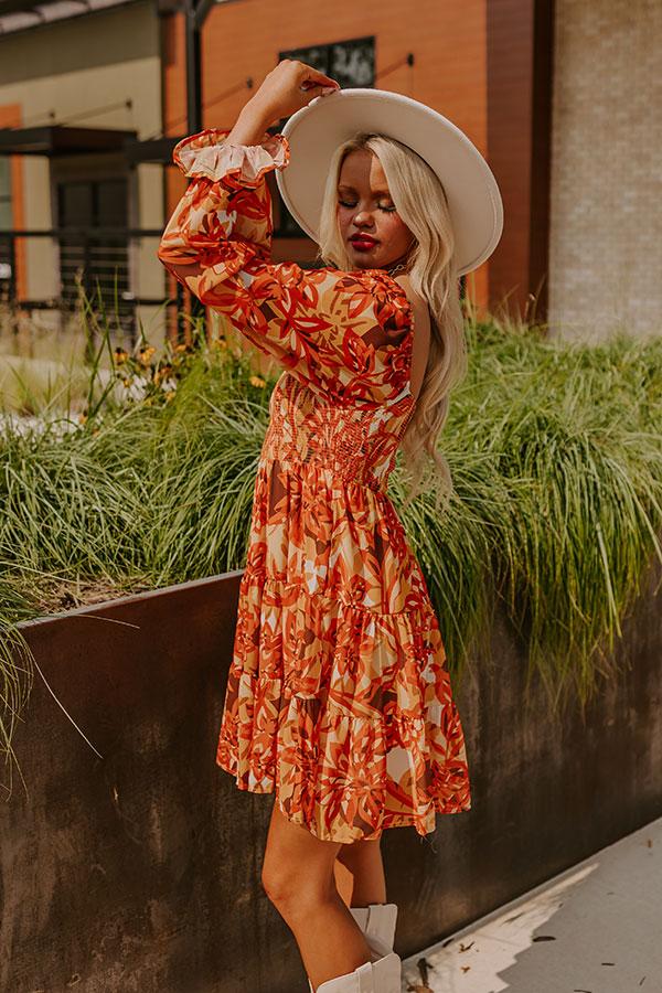 Fall Foliage Smocked Mini Dress Product Image